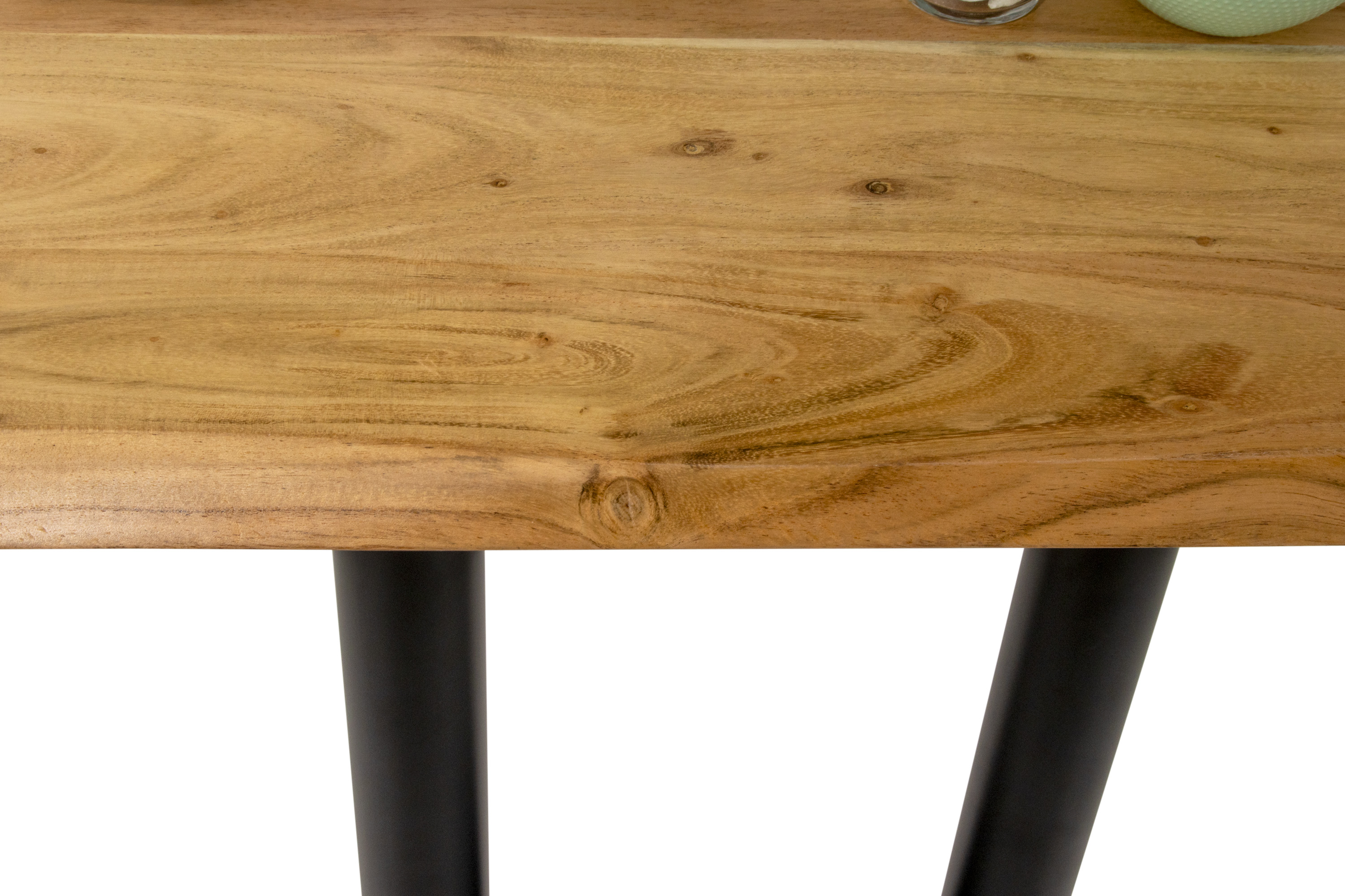 Bistrotisch Baumkante massiv 120x60 cm Akazie naturfarben schwarz Doppelsäulengestell IAN
