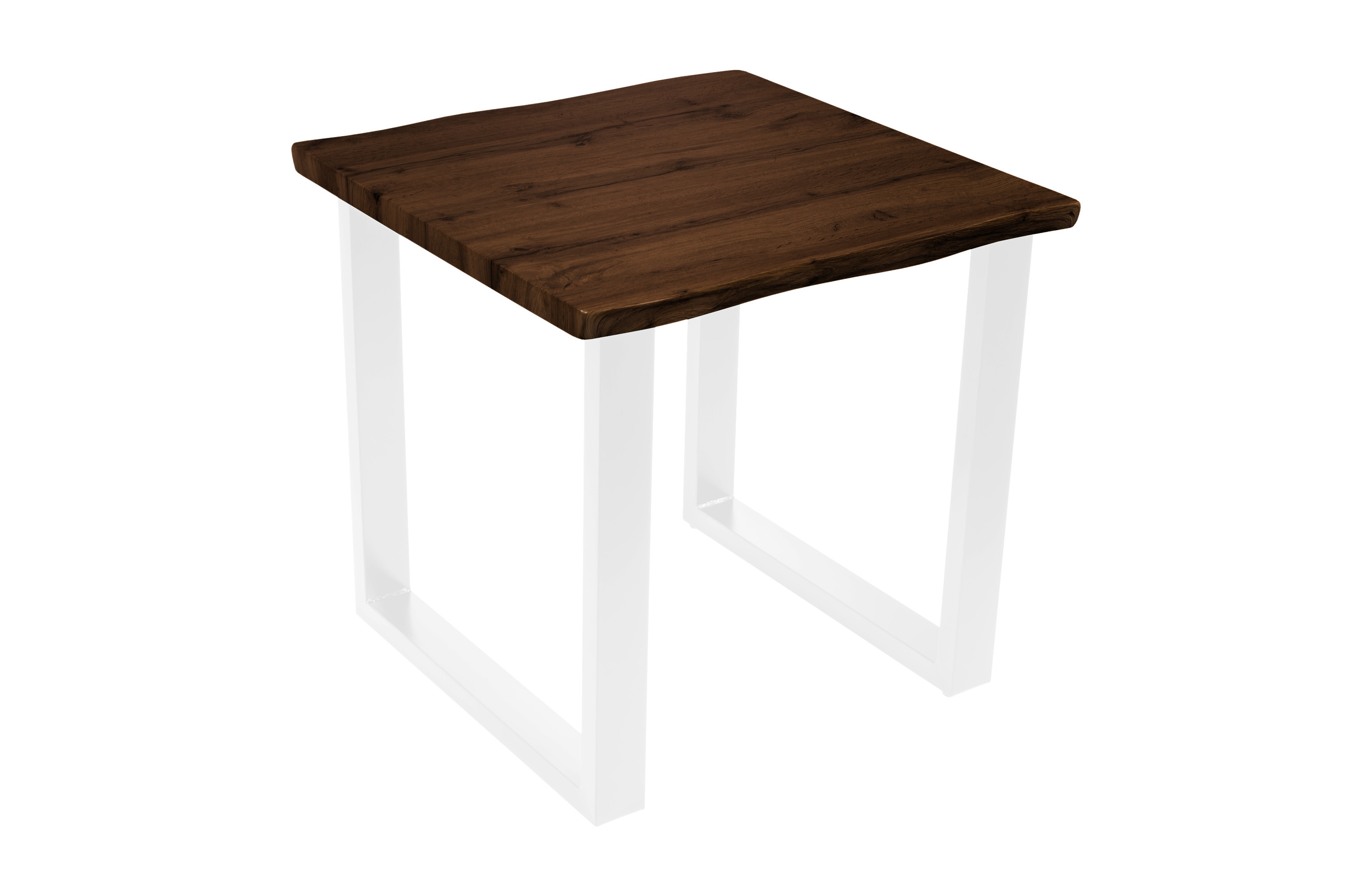 Esstisch Baumkante Holz-Optik Nussbaum 80 x 80 U-Gestell weiß JOSY