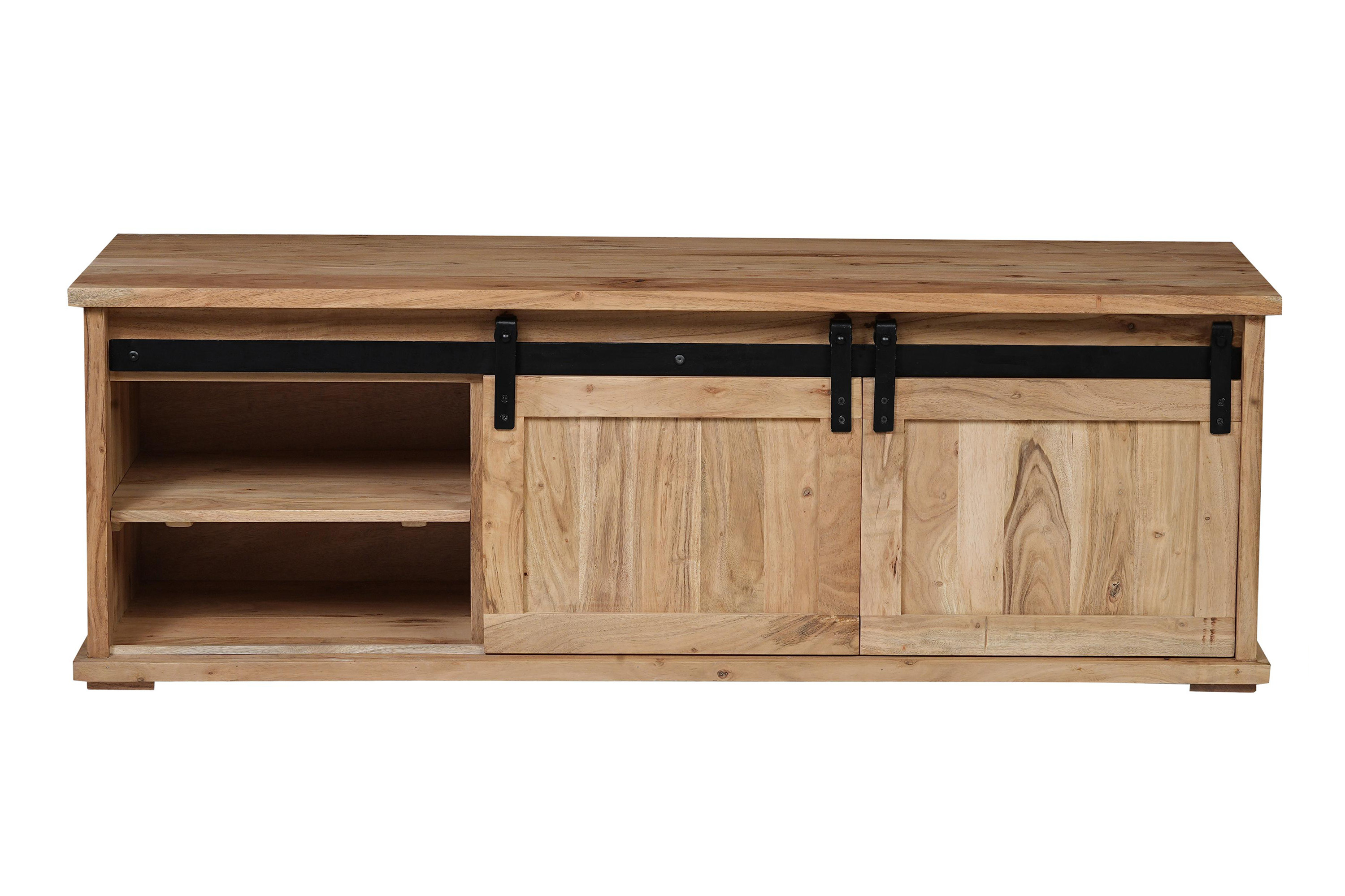 Lowboard 145 x 45 x 50 cm Akazienholz massiv naturfarben ohne Baumkante LIAN  5