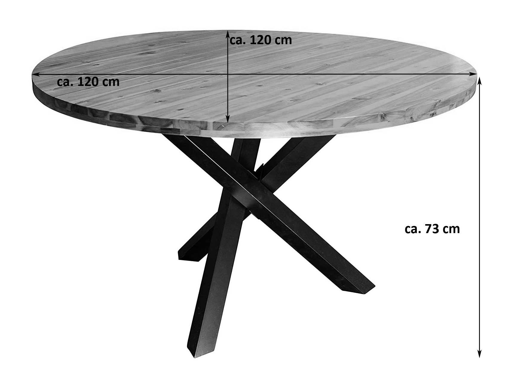  Esszimmertisch rund 120 cm cognacfarben Akazienholz ISABELLA