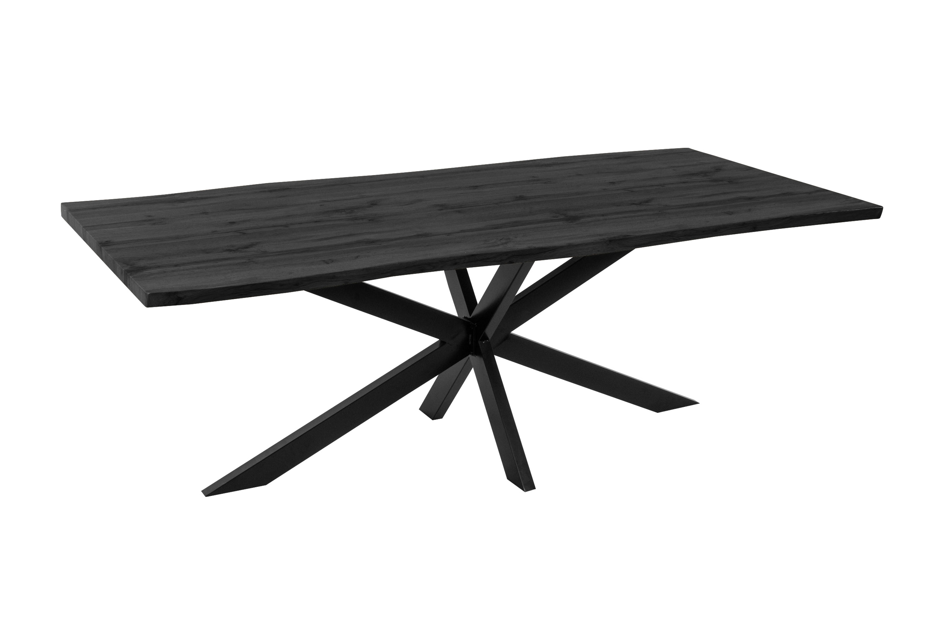 Esstisch Baumkante Holz-Optik Grau 220 x 100 Spider-Gestell schwarz JOSY