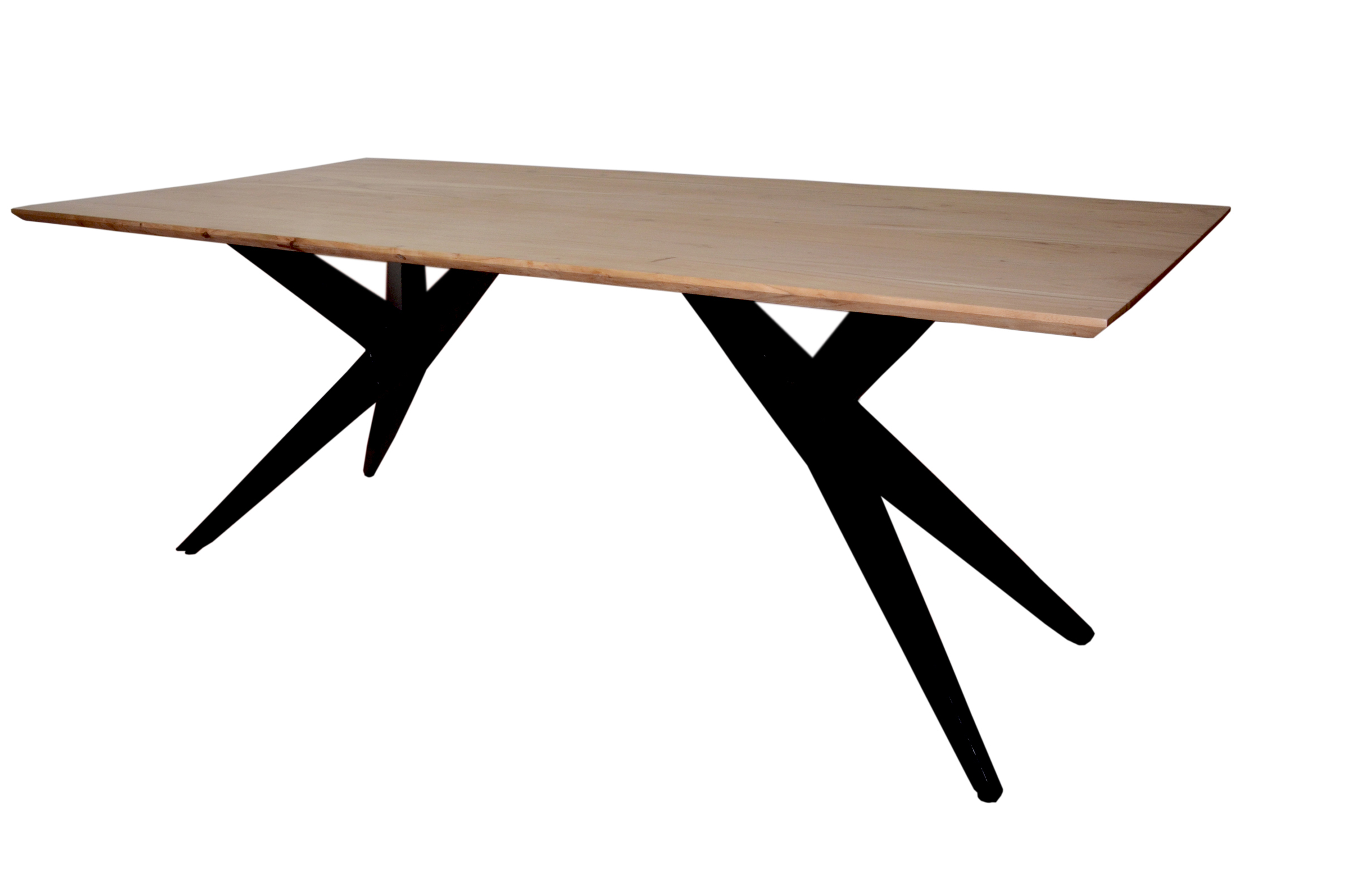 Esstisch Akazie Natur massiv schwarz 180 x 90 cm Schweizer Kante HEIDI