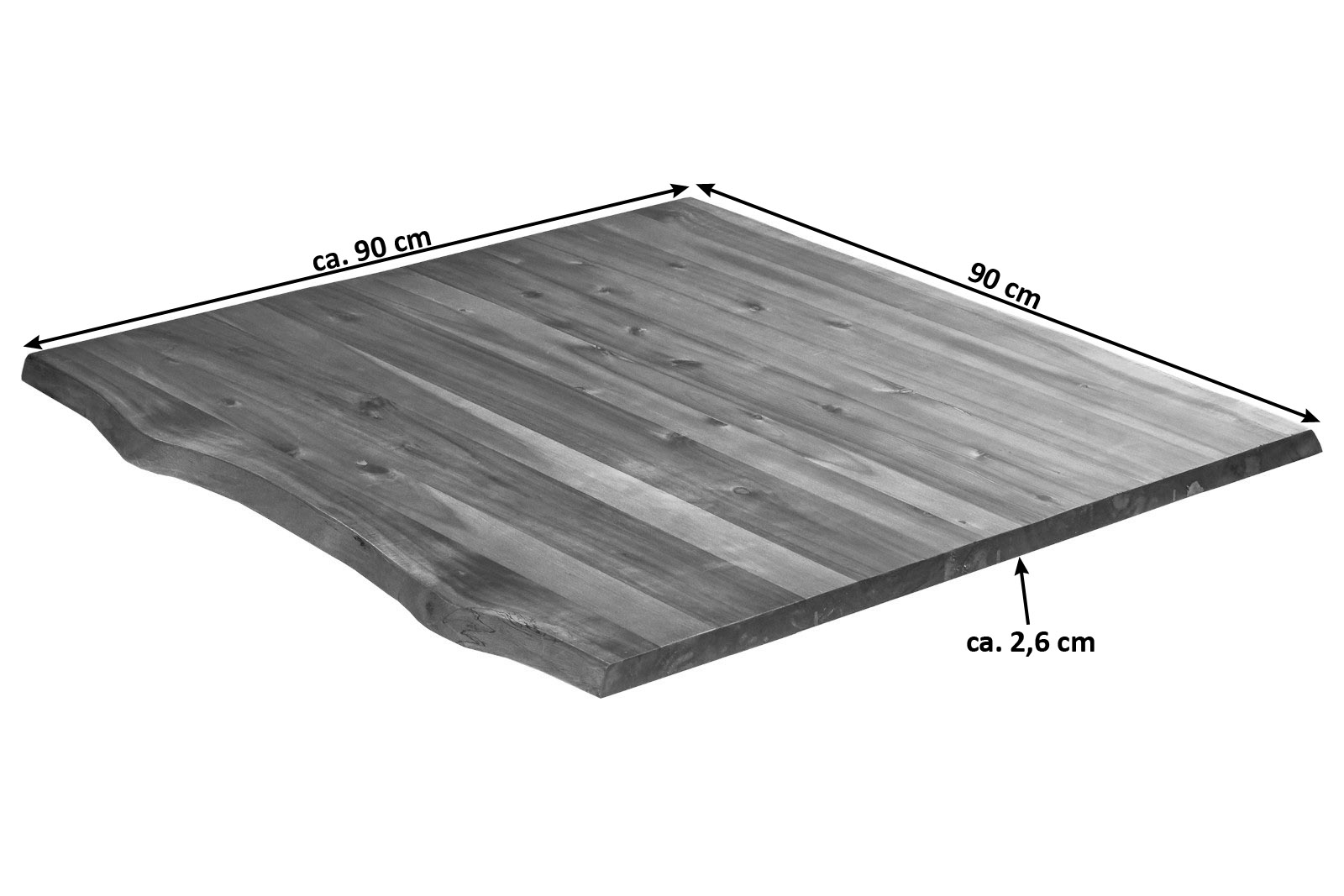Tischplatte Baumkante Akazie cognac 90 x 90 cm Esra