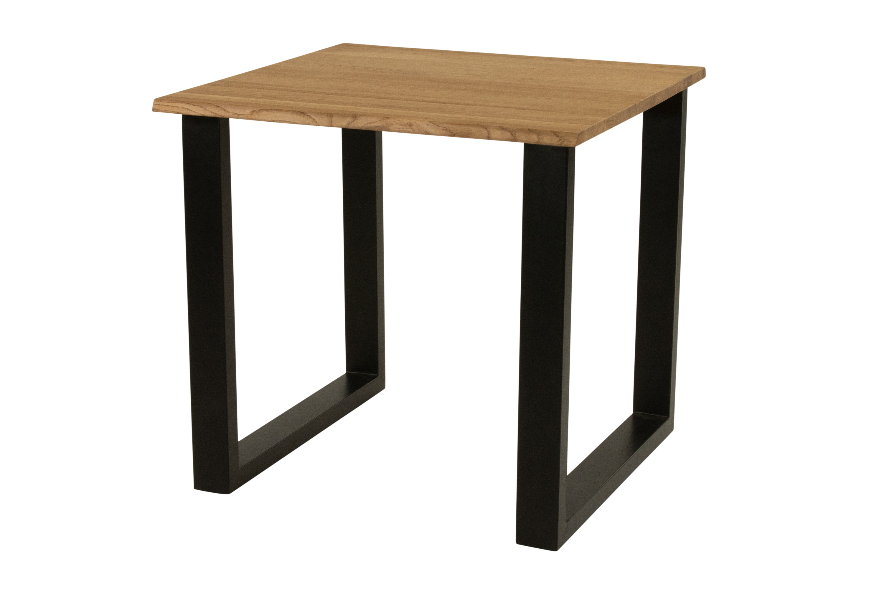 Esstisch Baumkante massiv Eiche geölt 80 x 80 cm U-Gestell schwarz SALVADOR