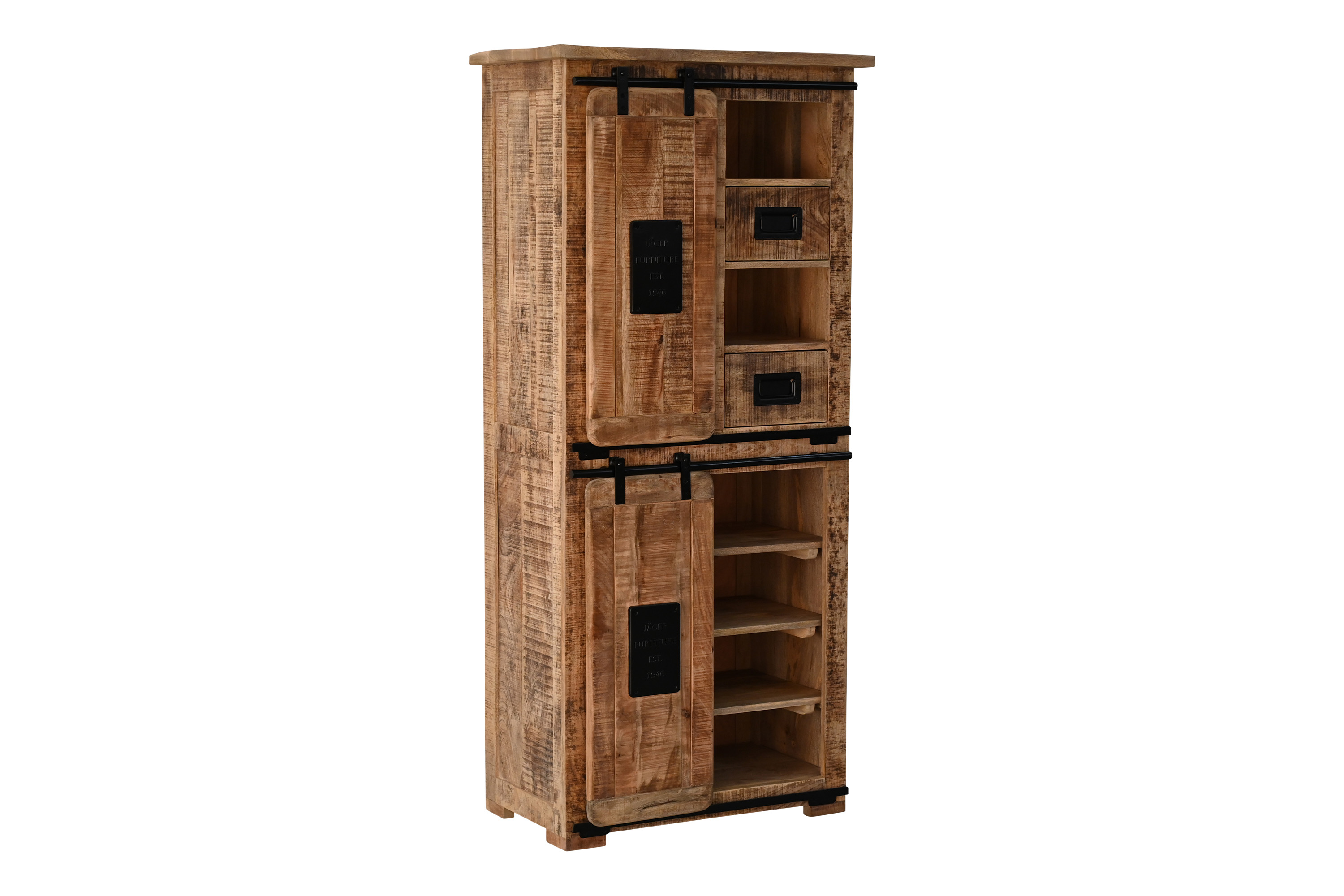 Highboard Mango Rough massiv vielfarbig 80 x 45 x 175 cm LIBRO