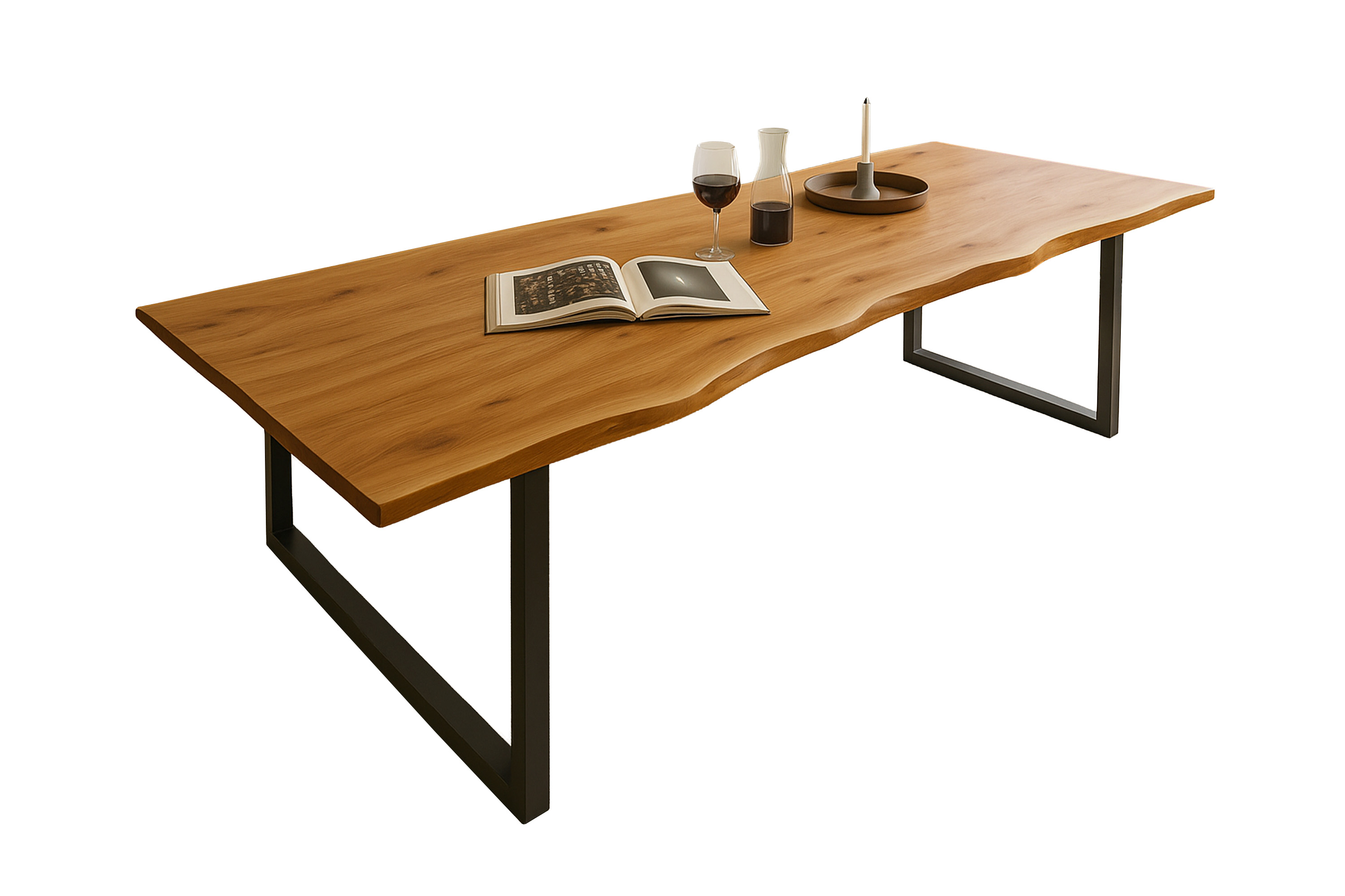 Esstisch Baumkante massiv Akazie natur 240 x 100 schwarz QUINN