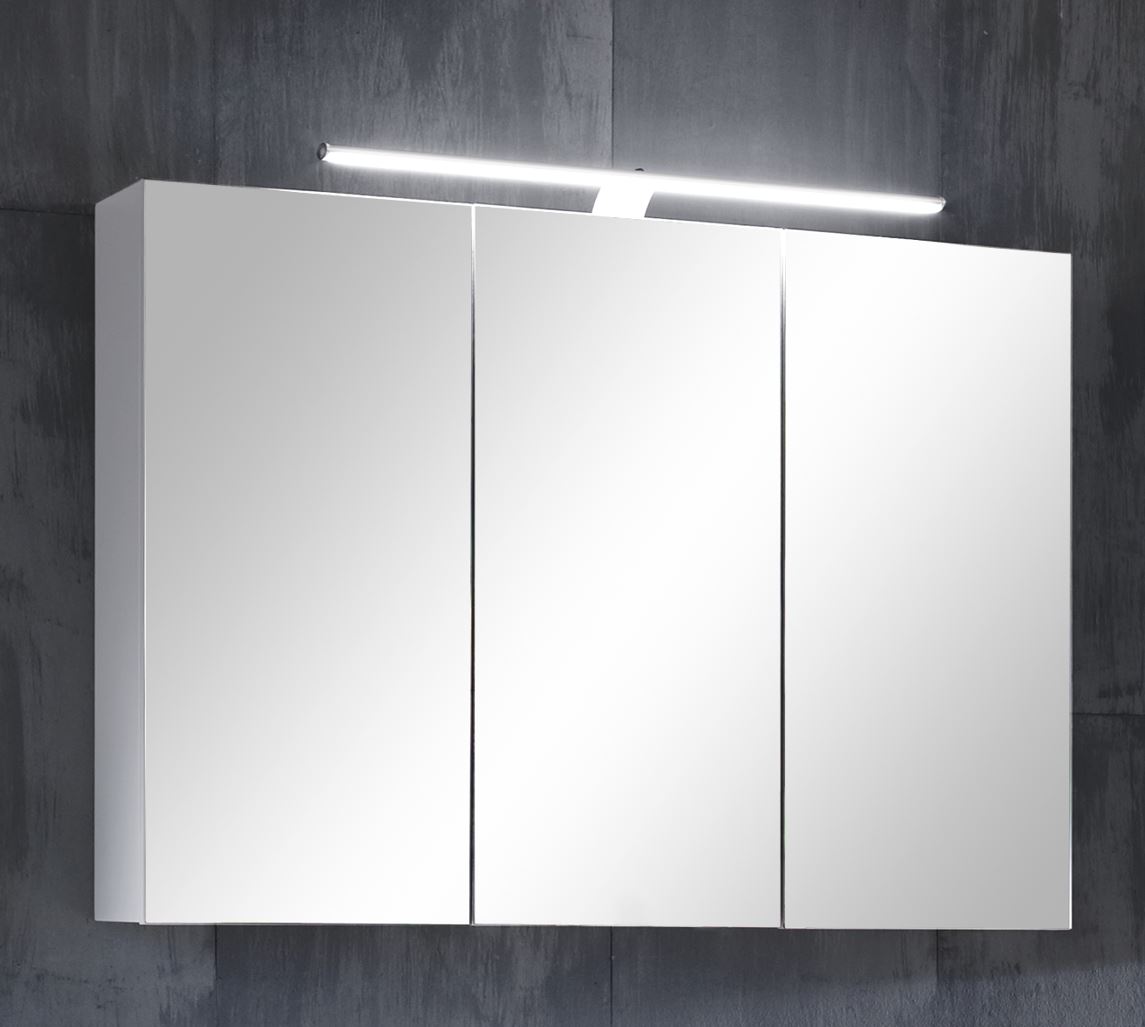 Badmöbel Spiegelschrank 90 cm Hochglanz weiß ZEUS
