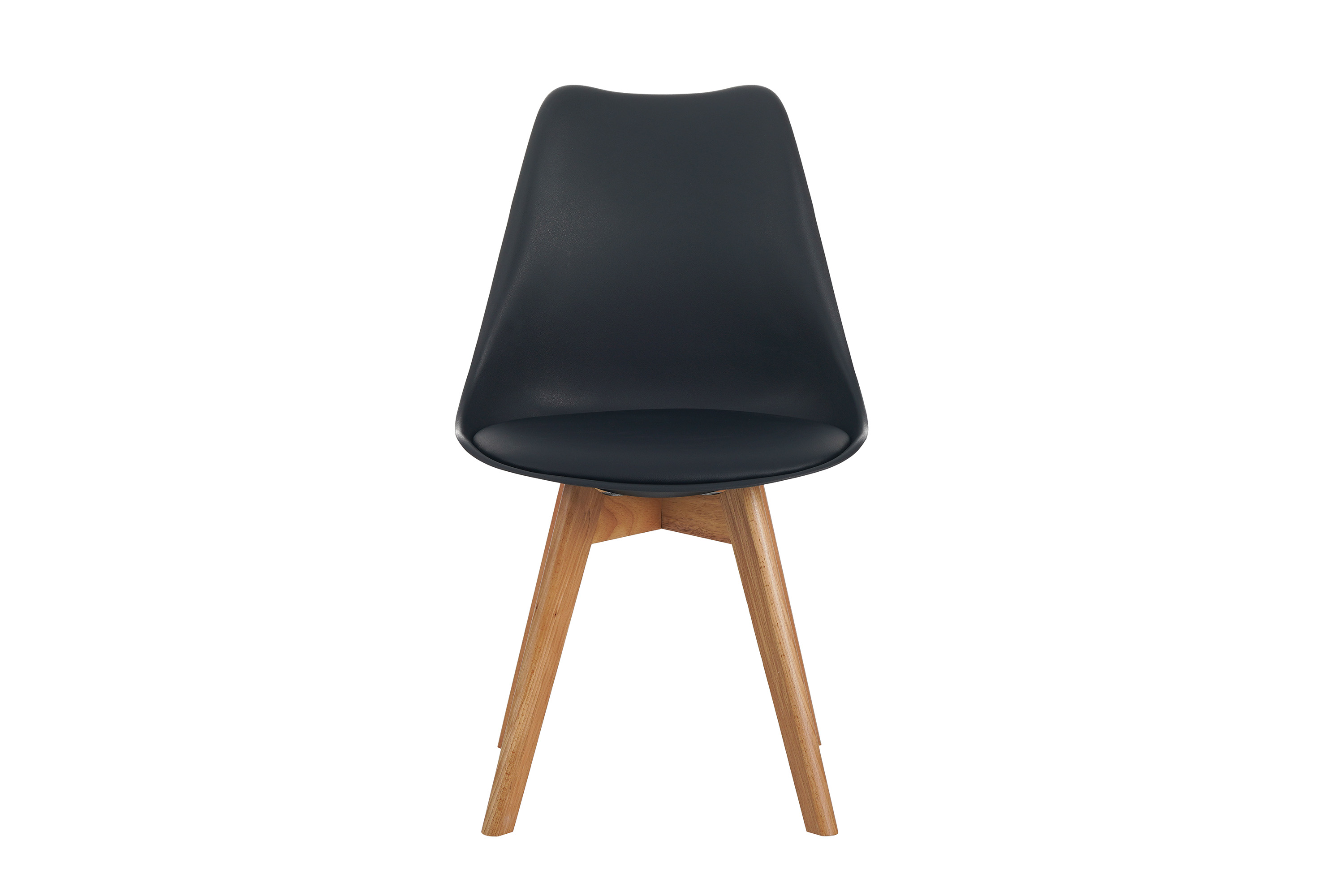 Esszimmer Schalenstuhl & Polster Kunstleder schwarz Stuhlbein Massivholz eichefarben LOVELACE