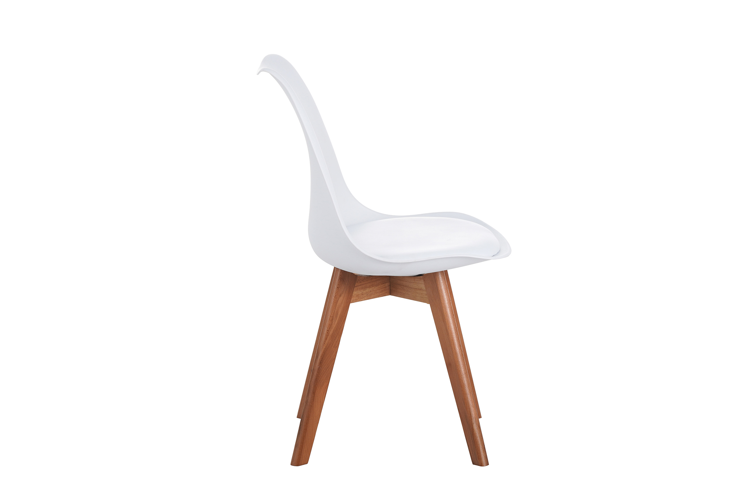 Esszimmer Schalenstuhl & Polster Kunstleder weiß Stuhlbein Massivholz akazienfarben LOVELACE