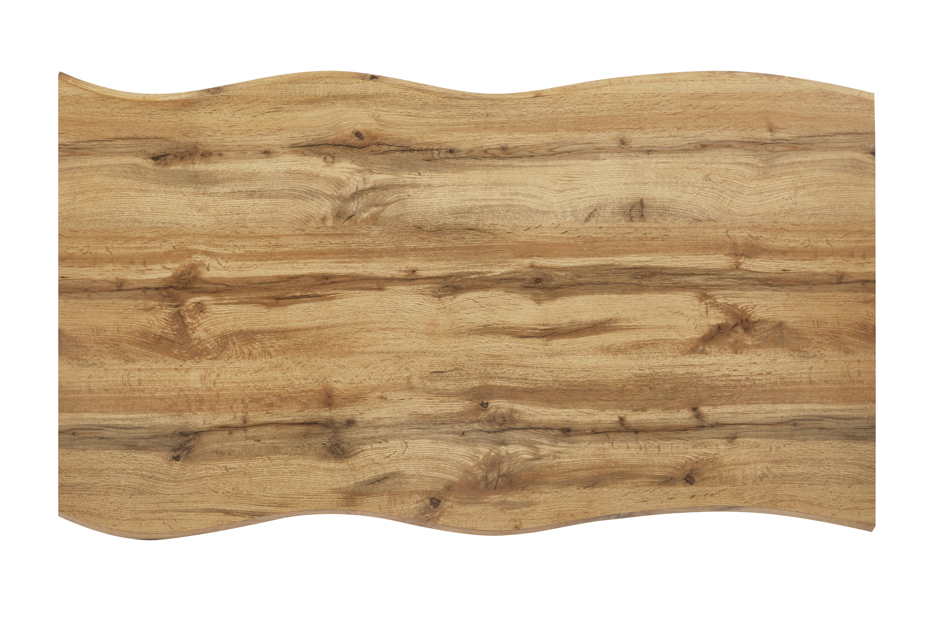 Esstisch Baumkante Holz Wildeiche-Optik 140 x 80 V-Gestell Metall schwarz KOPENHAGEN