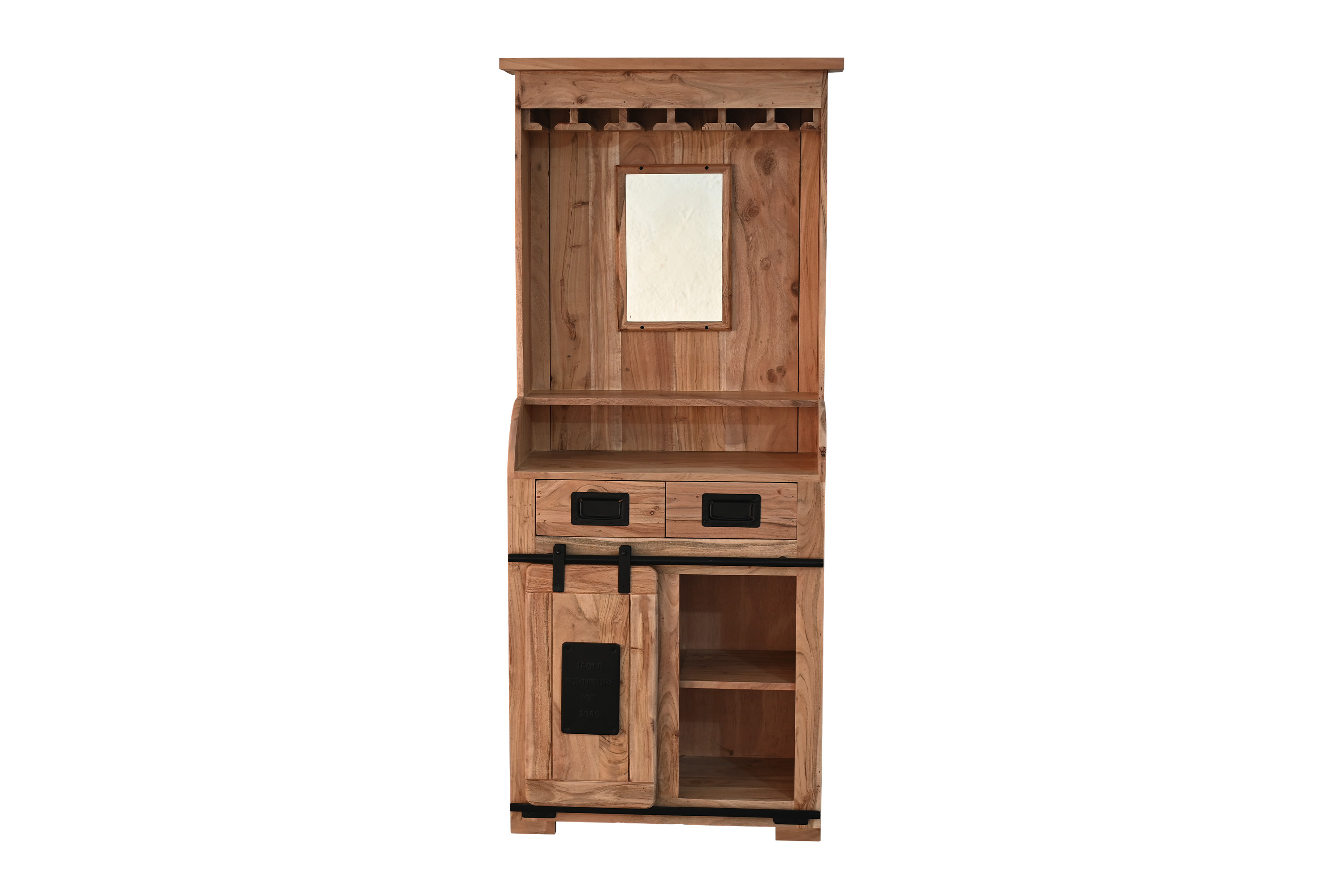 Weinschrank Holzschrank Akazie massiv 75 x 35 x 170 cm naturfarben LIBRO