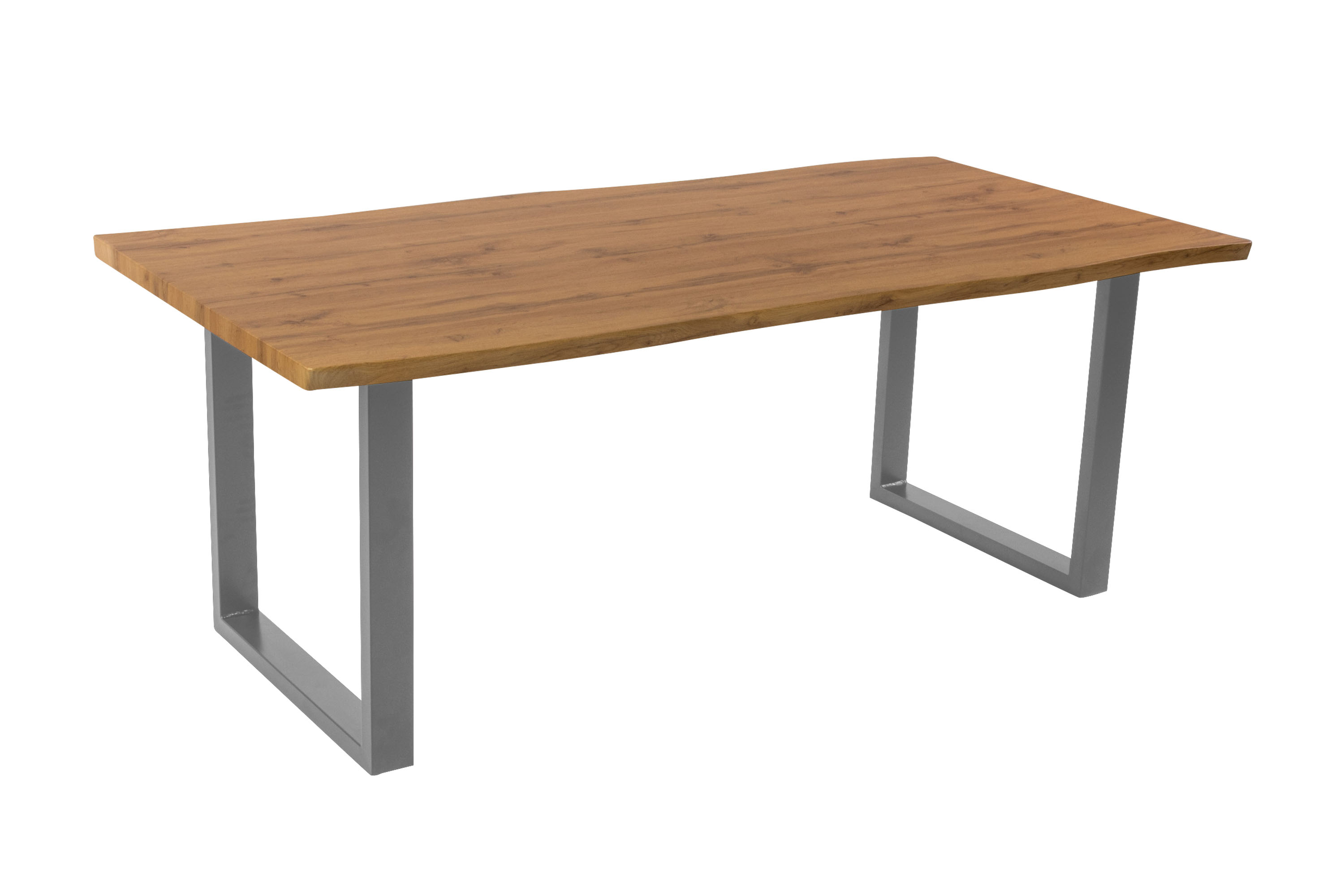Esstisch Baumkante Holz-Optik Wildeiche 200 x 100 U-Gestell silber JOSY