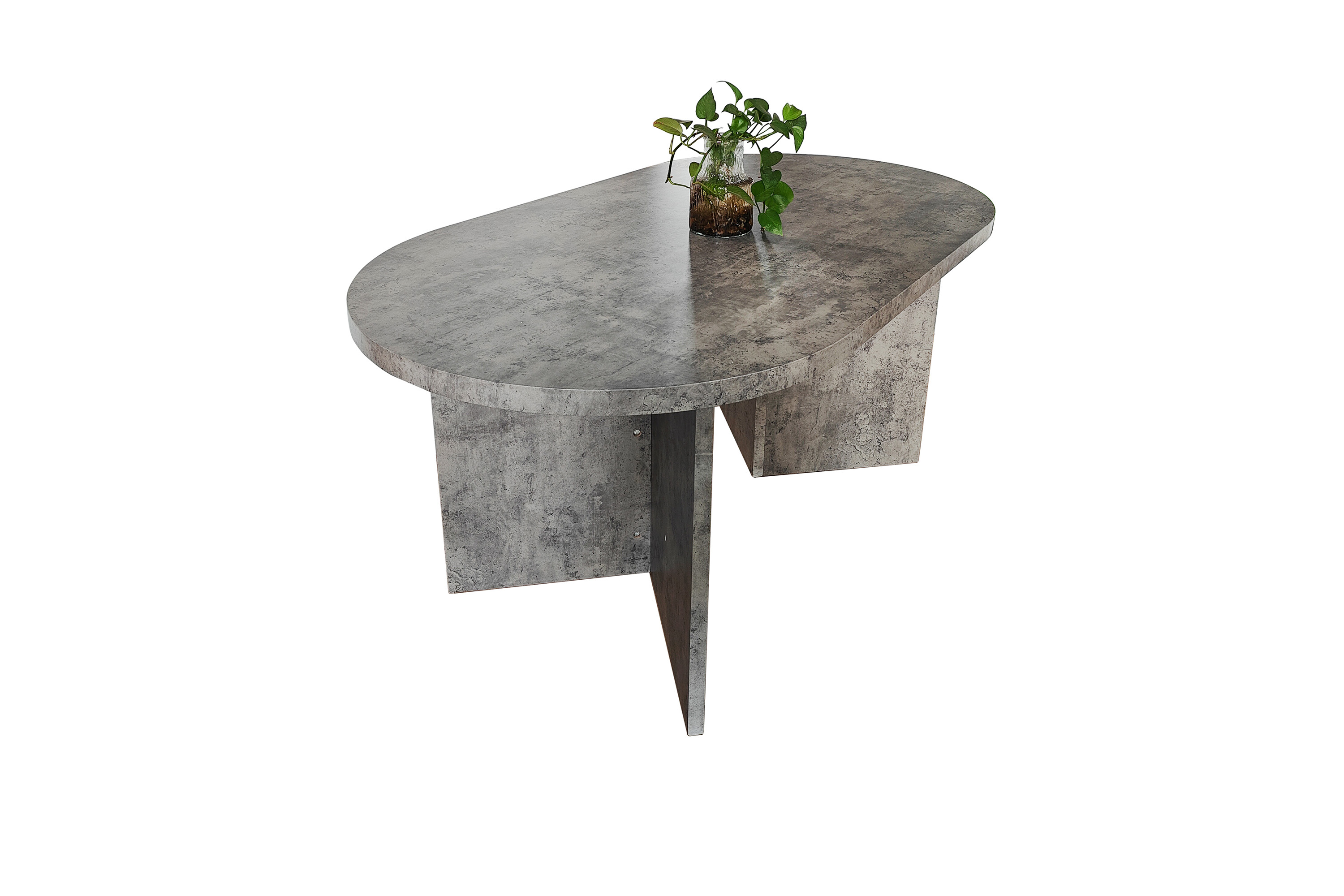Esstisch 160 x 90 cm Holz Graue-Optik gerade Kante oval V-Gestell OVI