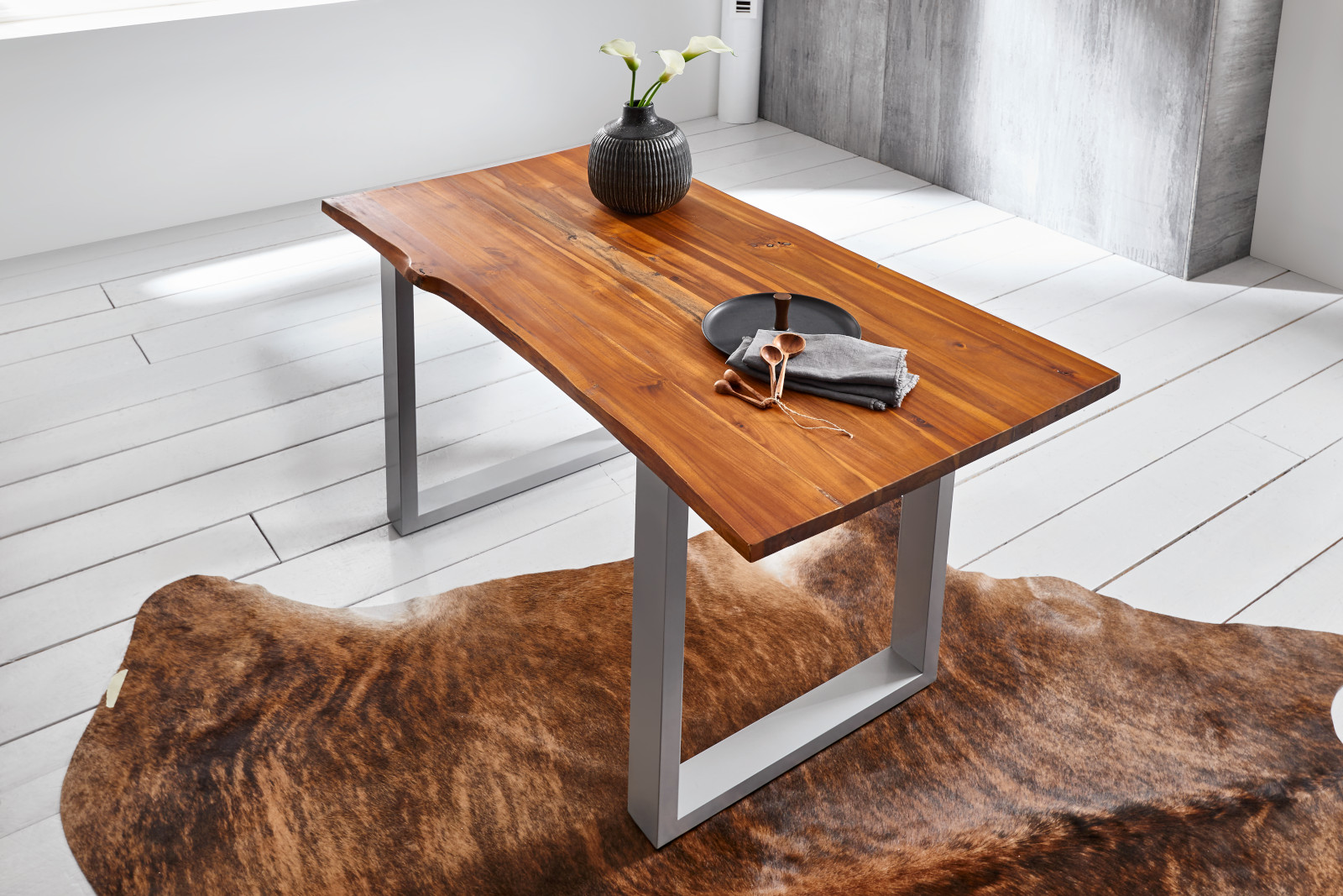  Tischplatte Baumkante Akazie cognac 180 x 90 cm Esra