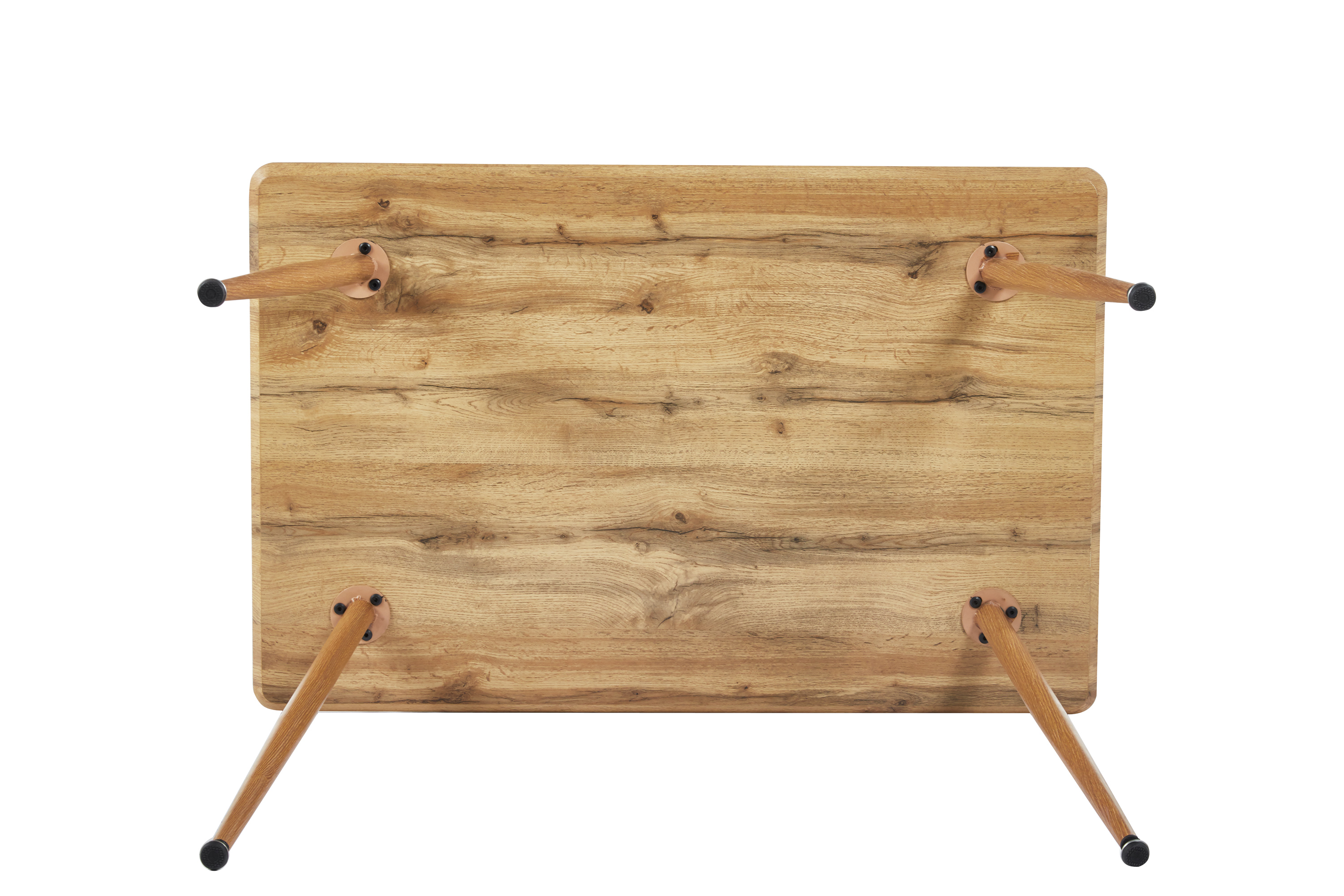 Esstisch Schweizer Kante Holz Wildeiche-Optik 115 x 75 4-Fuß-Gestell Metall eiche TRONDHEIM