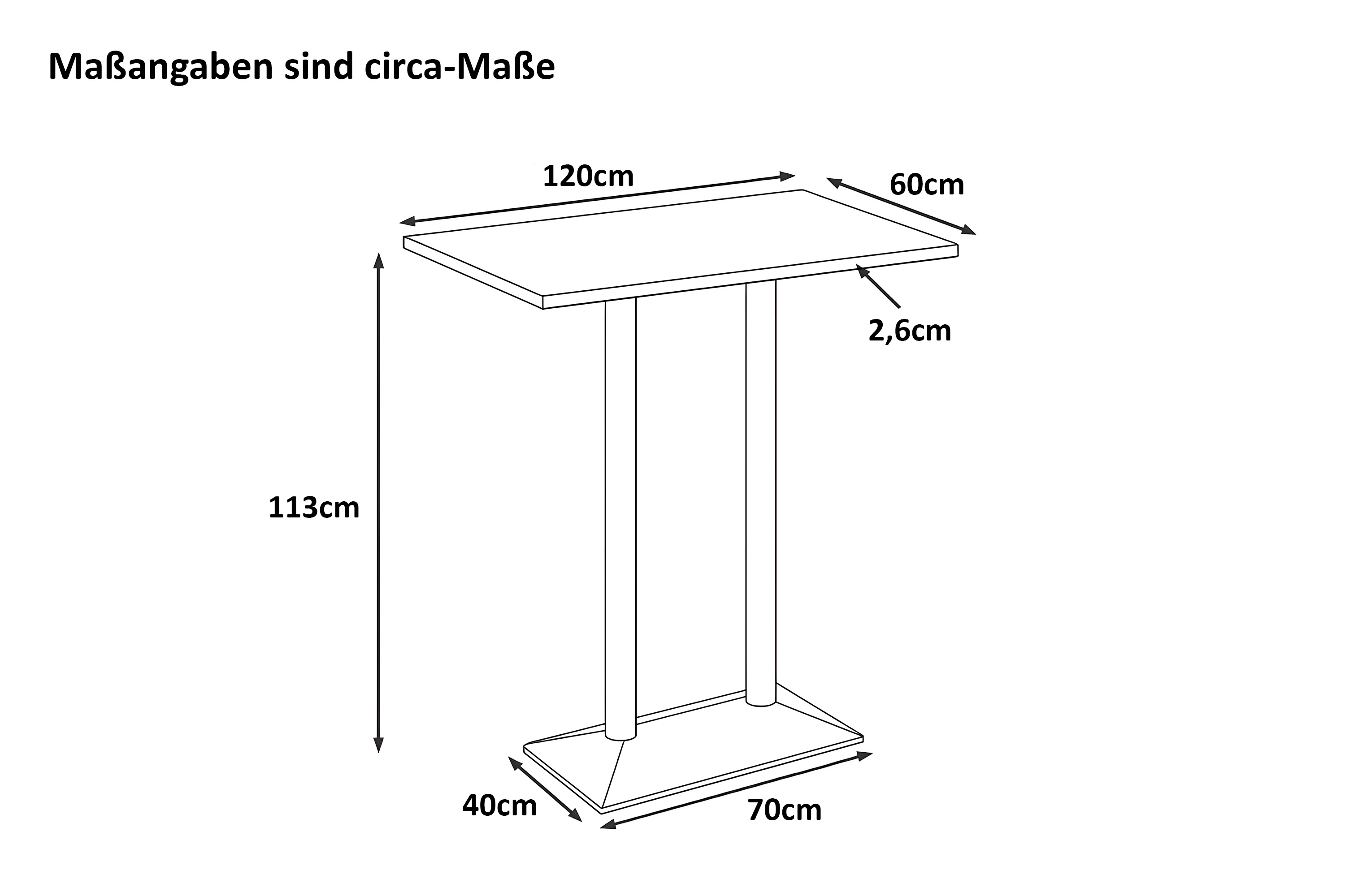 Bistrotisch Baumkante massiv 120x60 cm Akazie naturfarben schwarz Doppelsäulengestell IAN