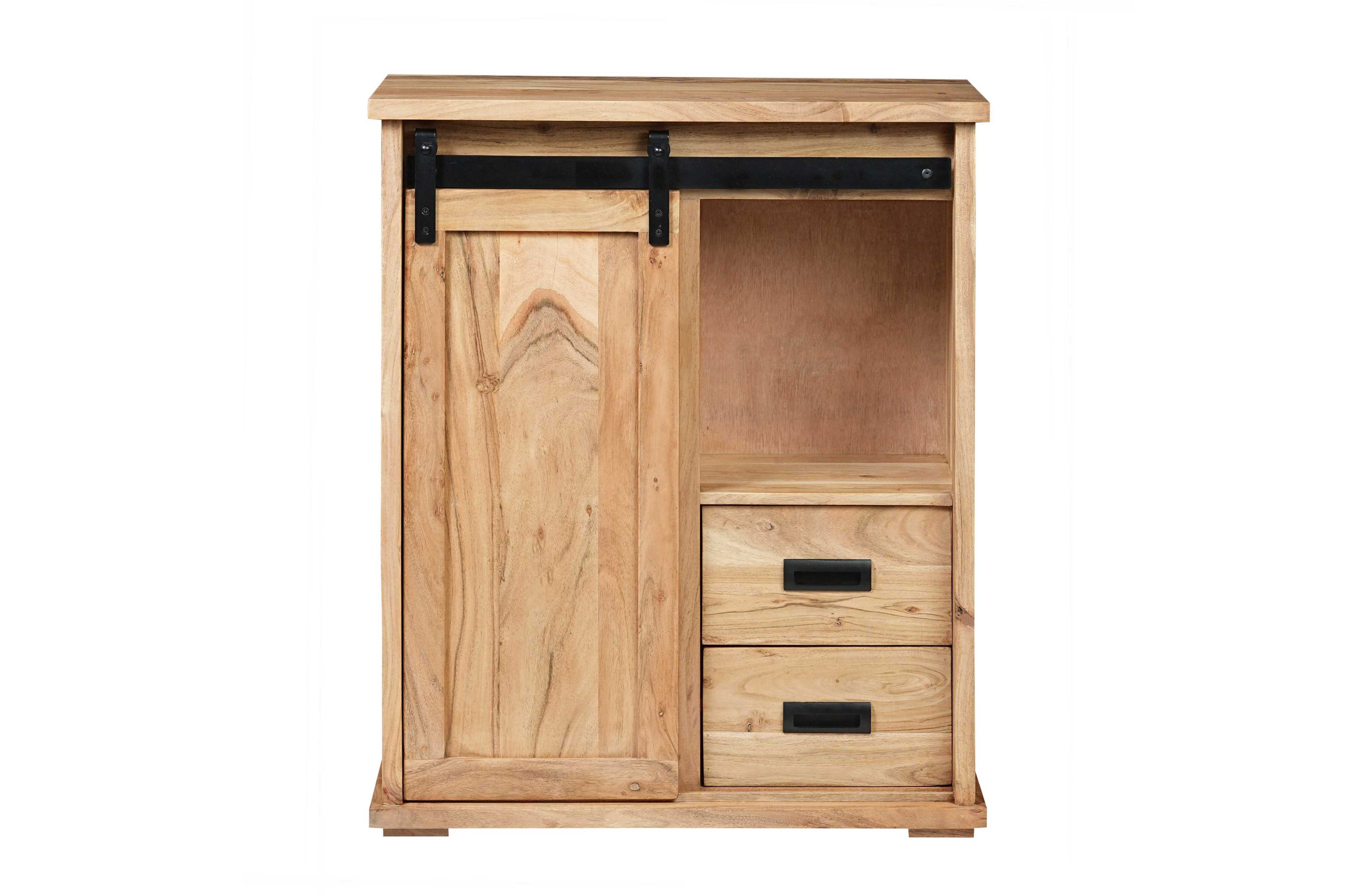 Sideboard 75 x 36 x 90 cm Akazienholz massiv naturfarben ohne Baumkante LIAN 3