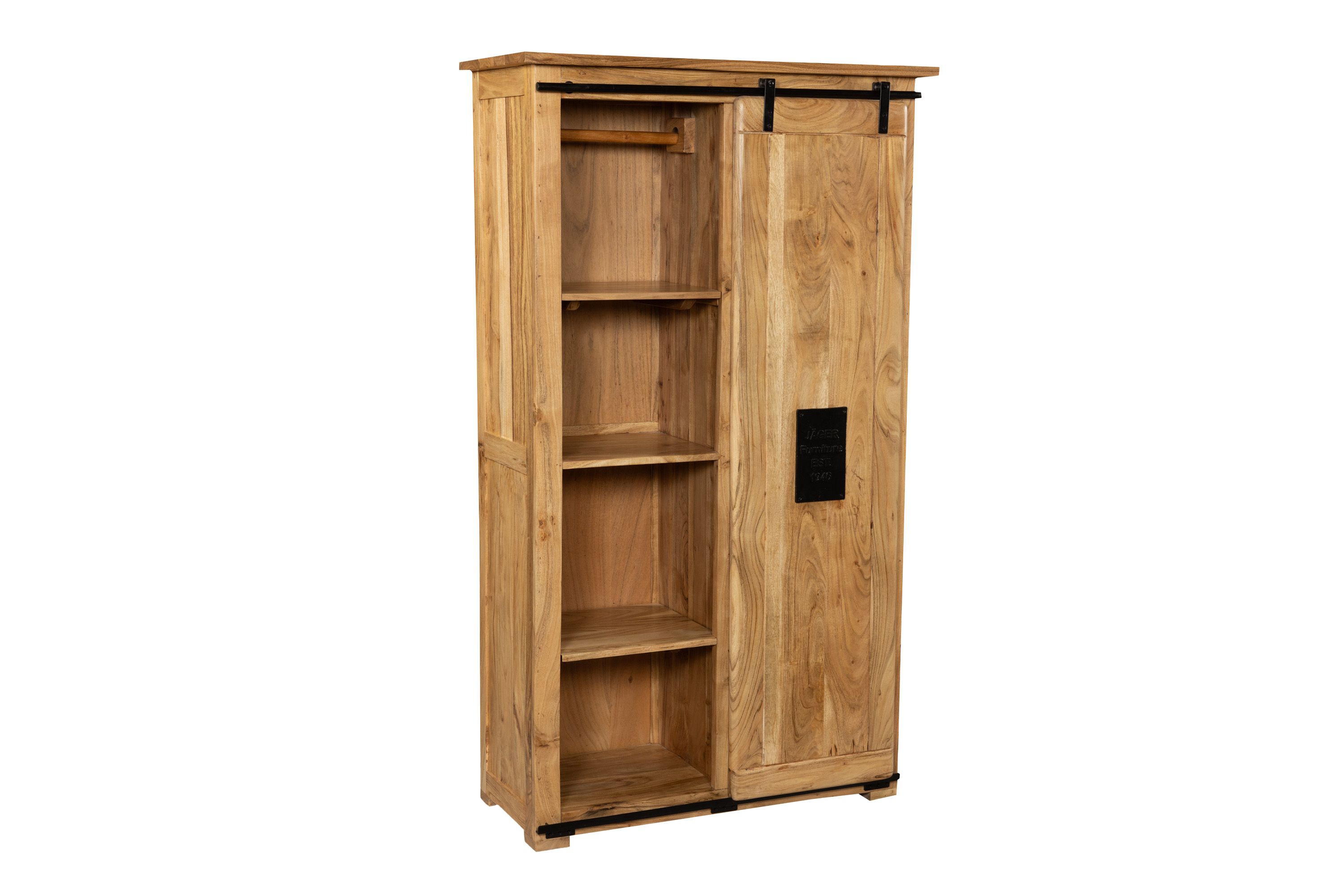 Kleiderschrank 175 x 100 x 45 cm Akazienholz massiv naturfarben LIBRO
