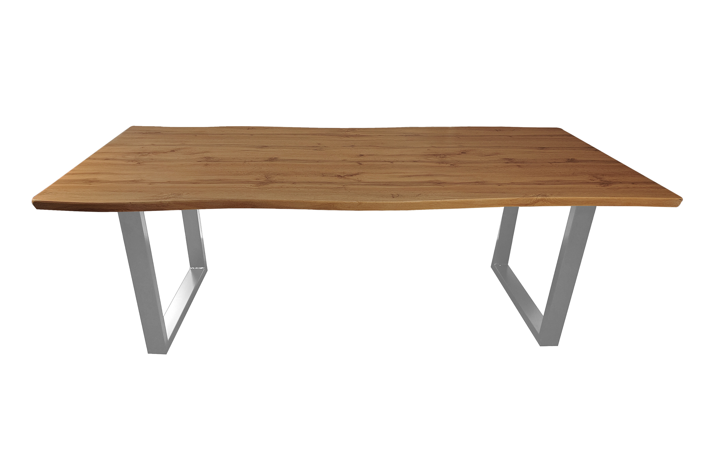 Esstisch Baumkante Holz-Optik Wildeiche 240 x 100 U-Gestell silber JOSY