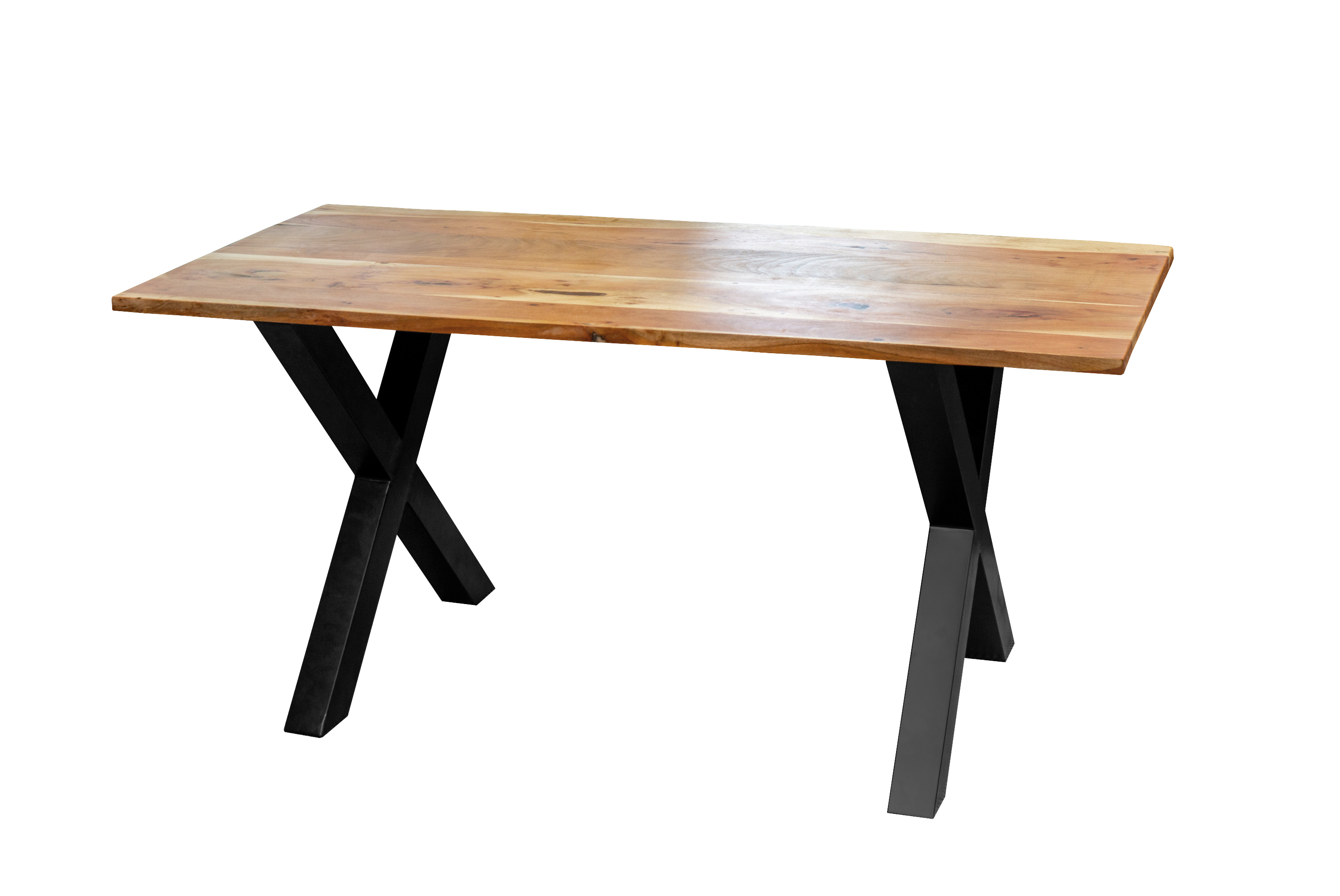 Esstisch 260 x 100 cm Akazie massiv naturfarben gerade Kante X-Gestell PALERMO