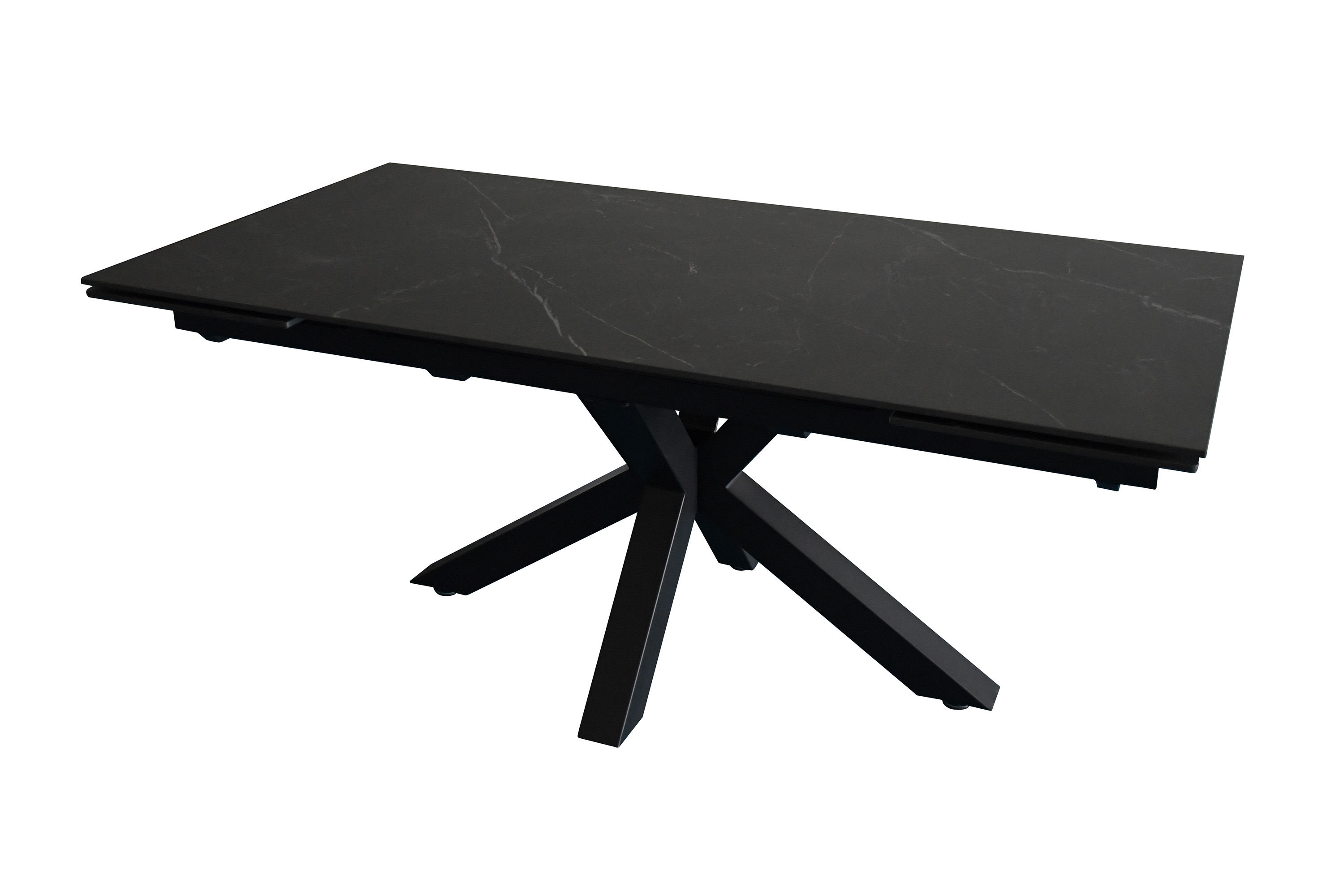 Esstisch Keramik schwarz 180(260) x 90 ausziehbar Spider-Gestell schwarz MIMO