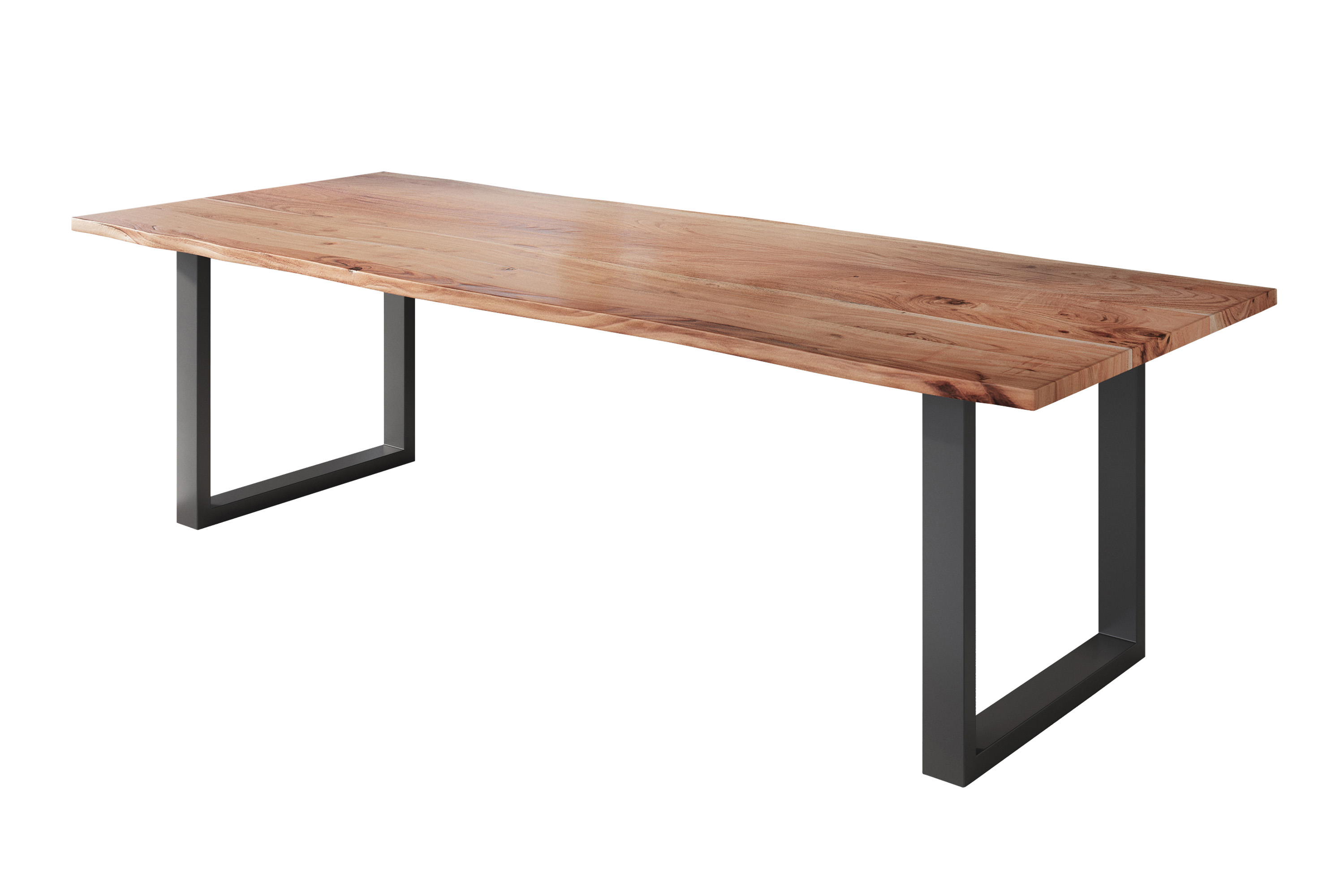 Esstisch Baumkante massiv Akazie natur 260 x 100 U-Gestell schwarz NICK