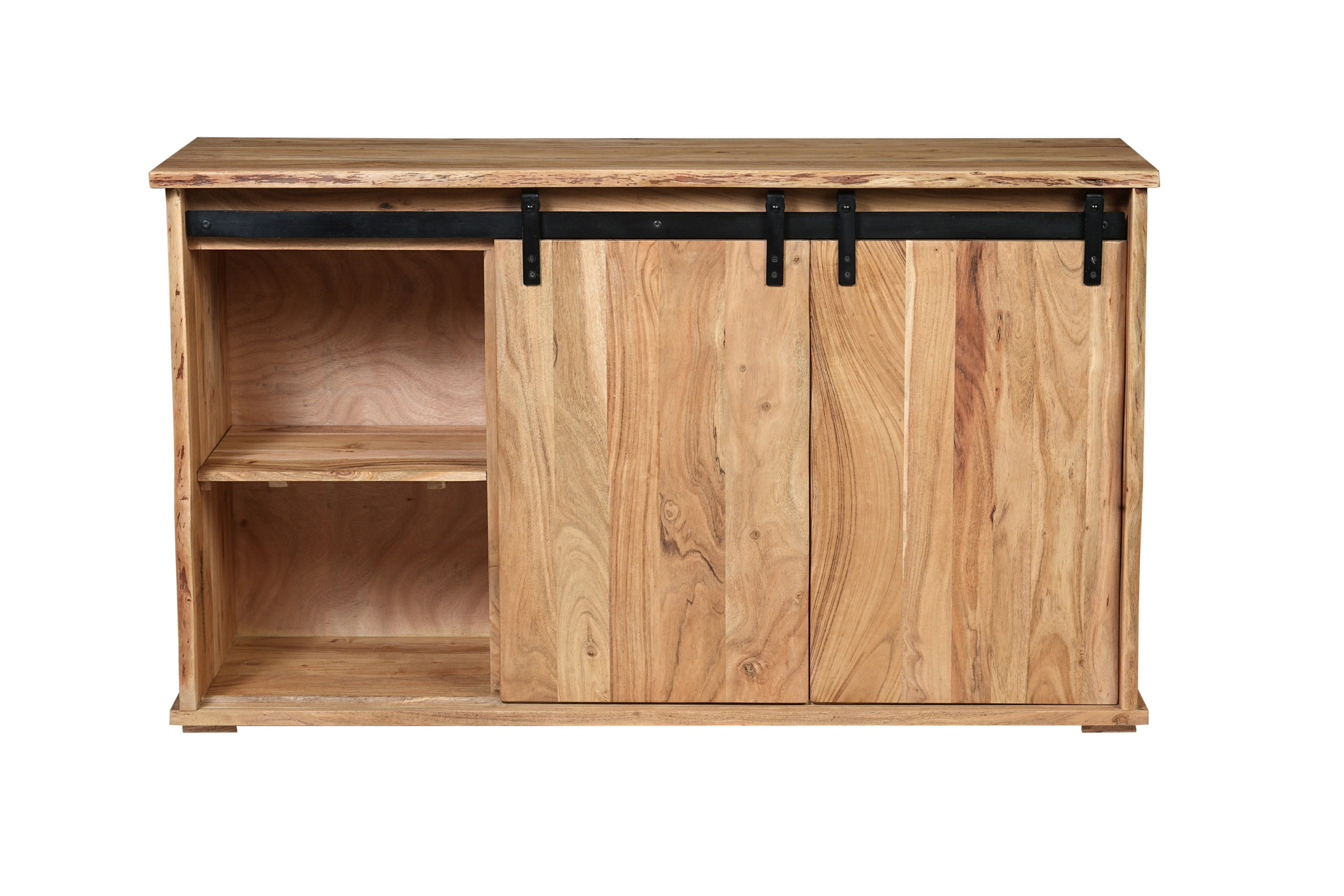 Wein-Sideboard Baumkante 85 x 45 x 145 cm Akazienholz massiv naturfarben LIAN I