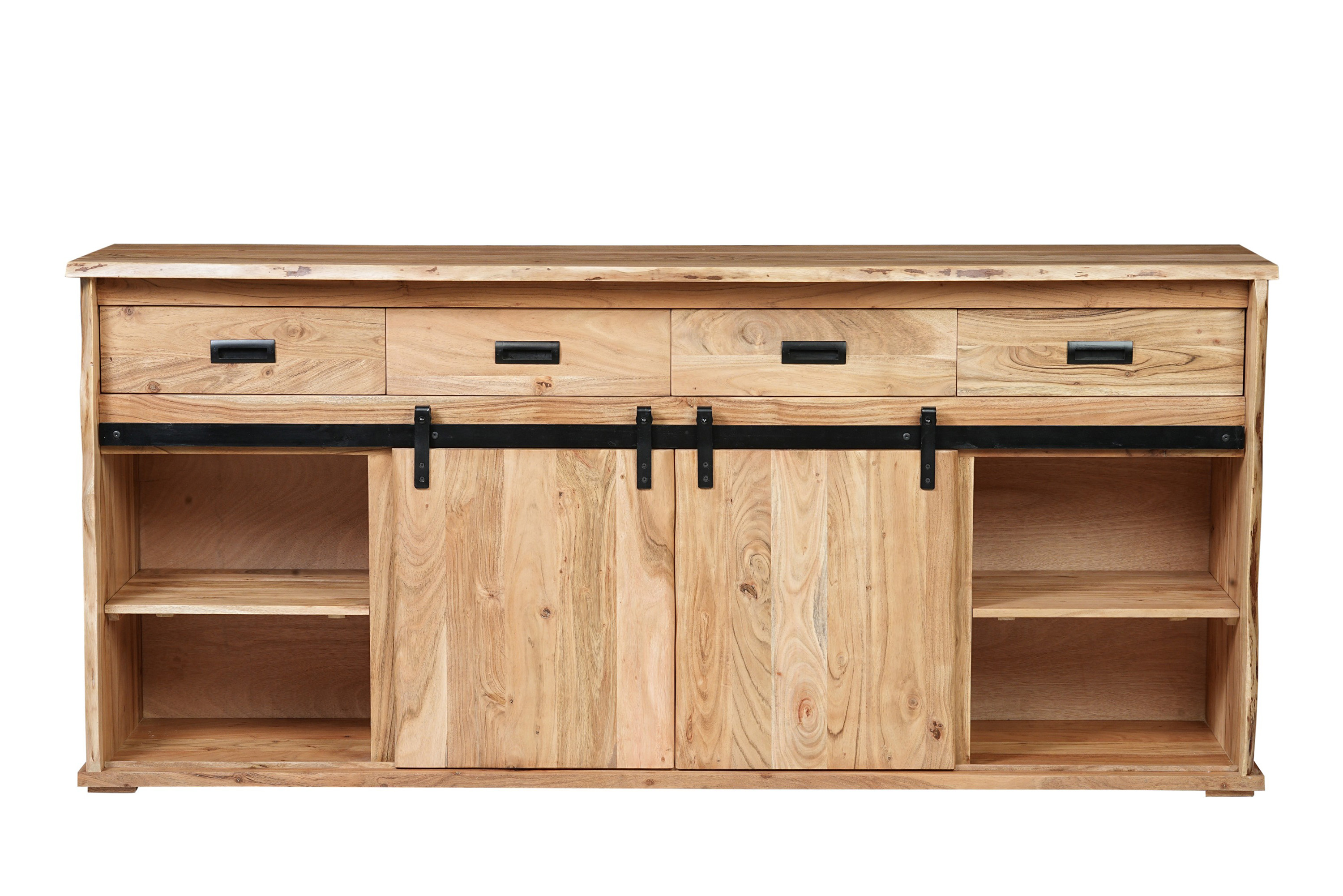 Sideboard Baumkante 200 x 45 x 90 cm Akazienholz massiv naturfarben LIAN IV