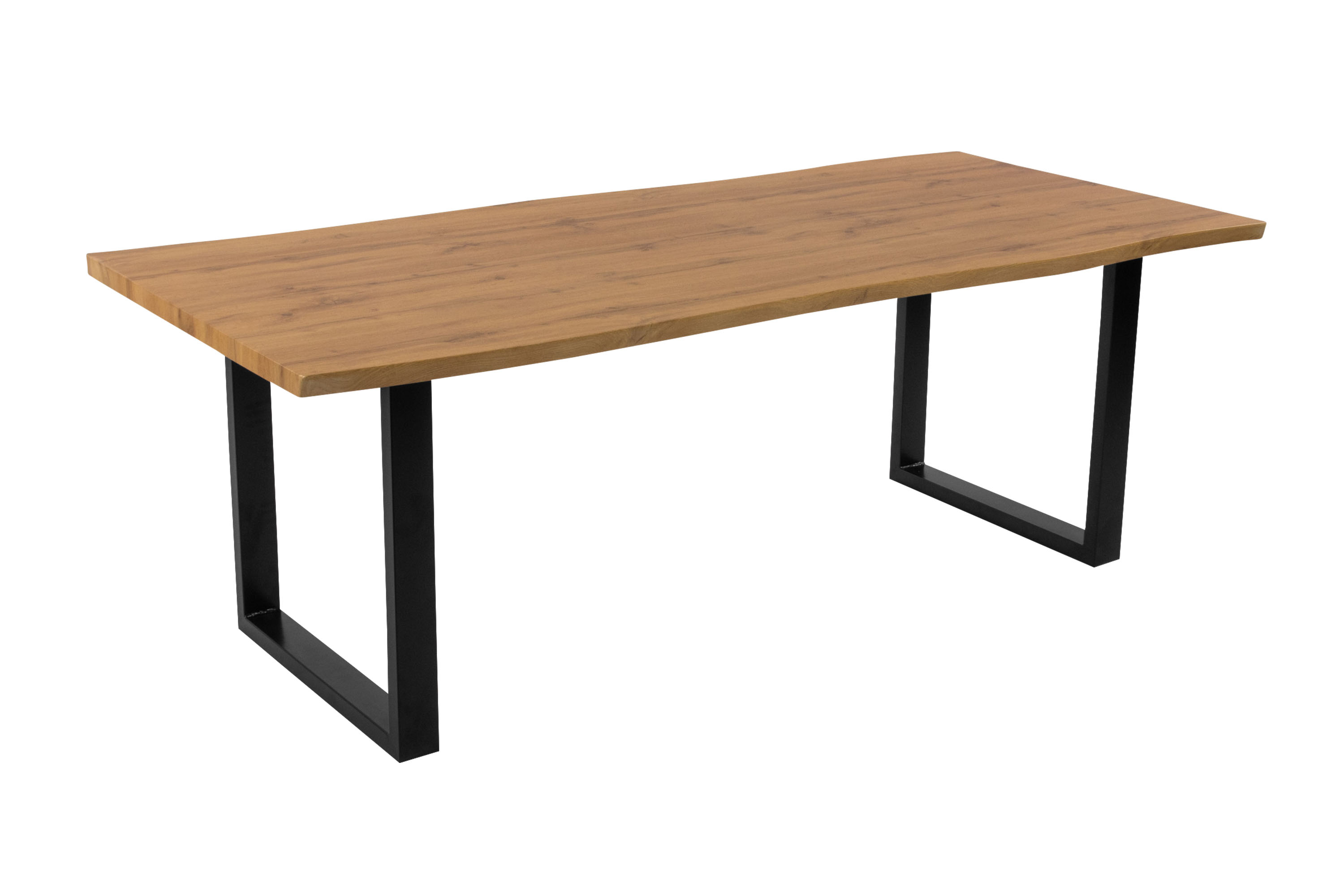 Esstisch Baumkante Holz-Optik Wildeiche 220 x 100 U-Gestell schwarz JOSY