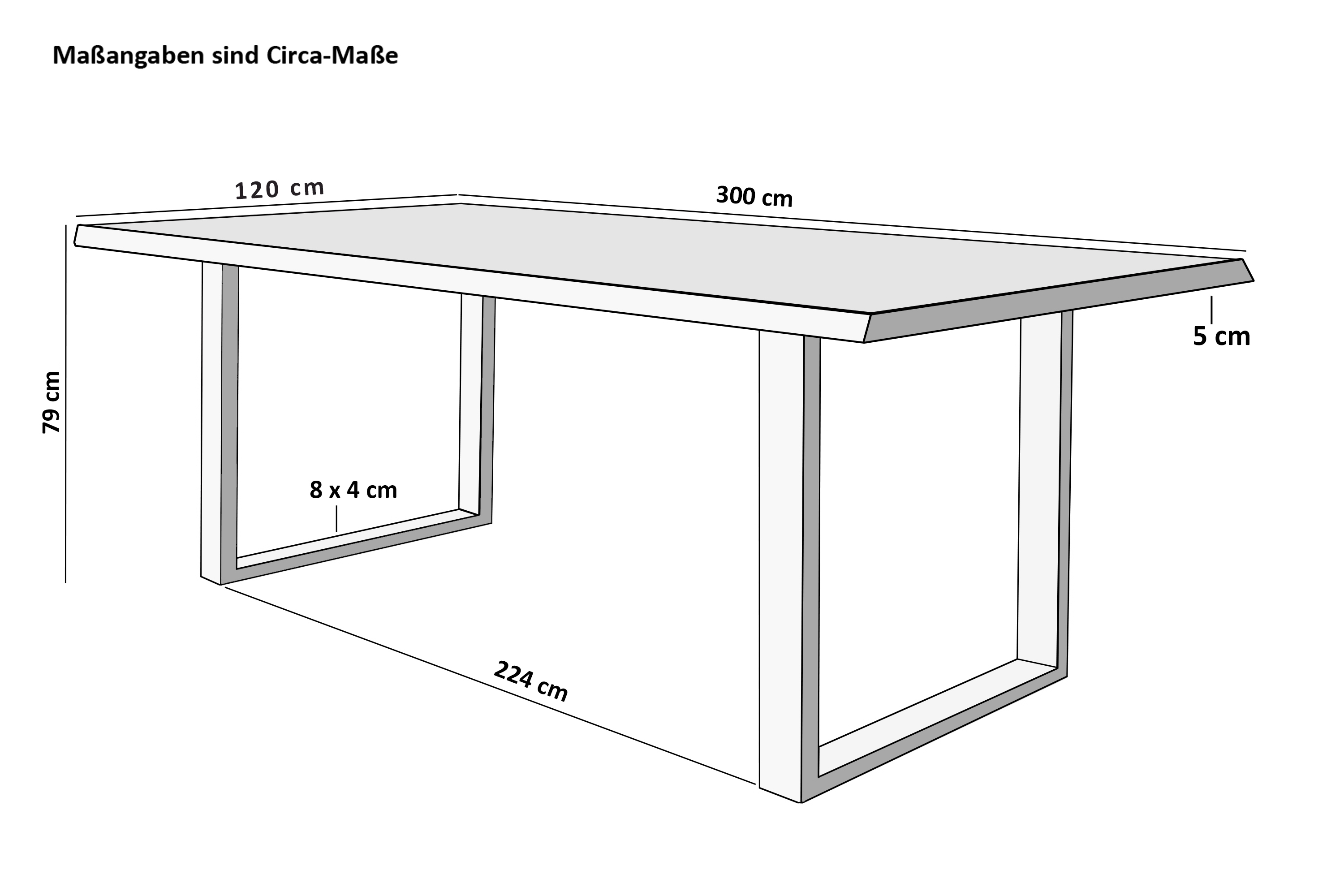  Esstisch Baumkante massiv Akazie natur 300 x 120 schwarz VALIN