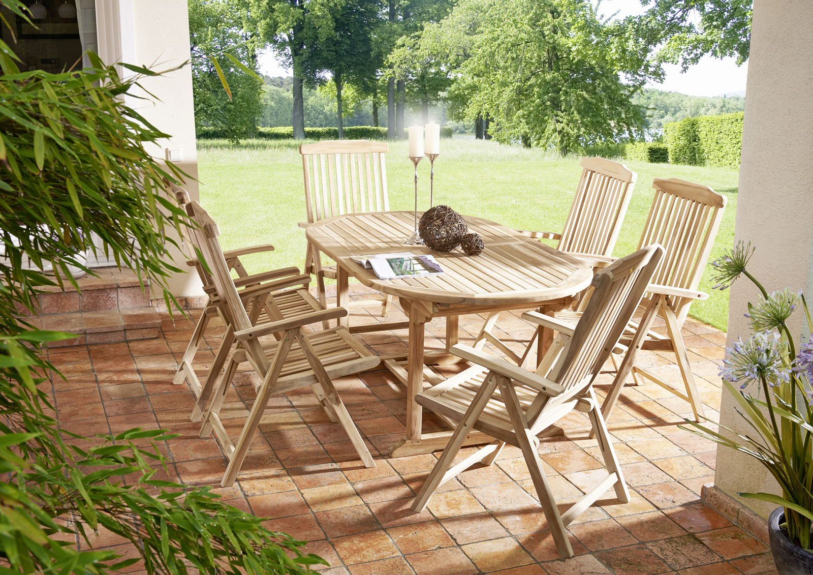  Gartenmöbel Set 7tlg Teak Gartentisch ausziehbar 180-240 cm ARUBA