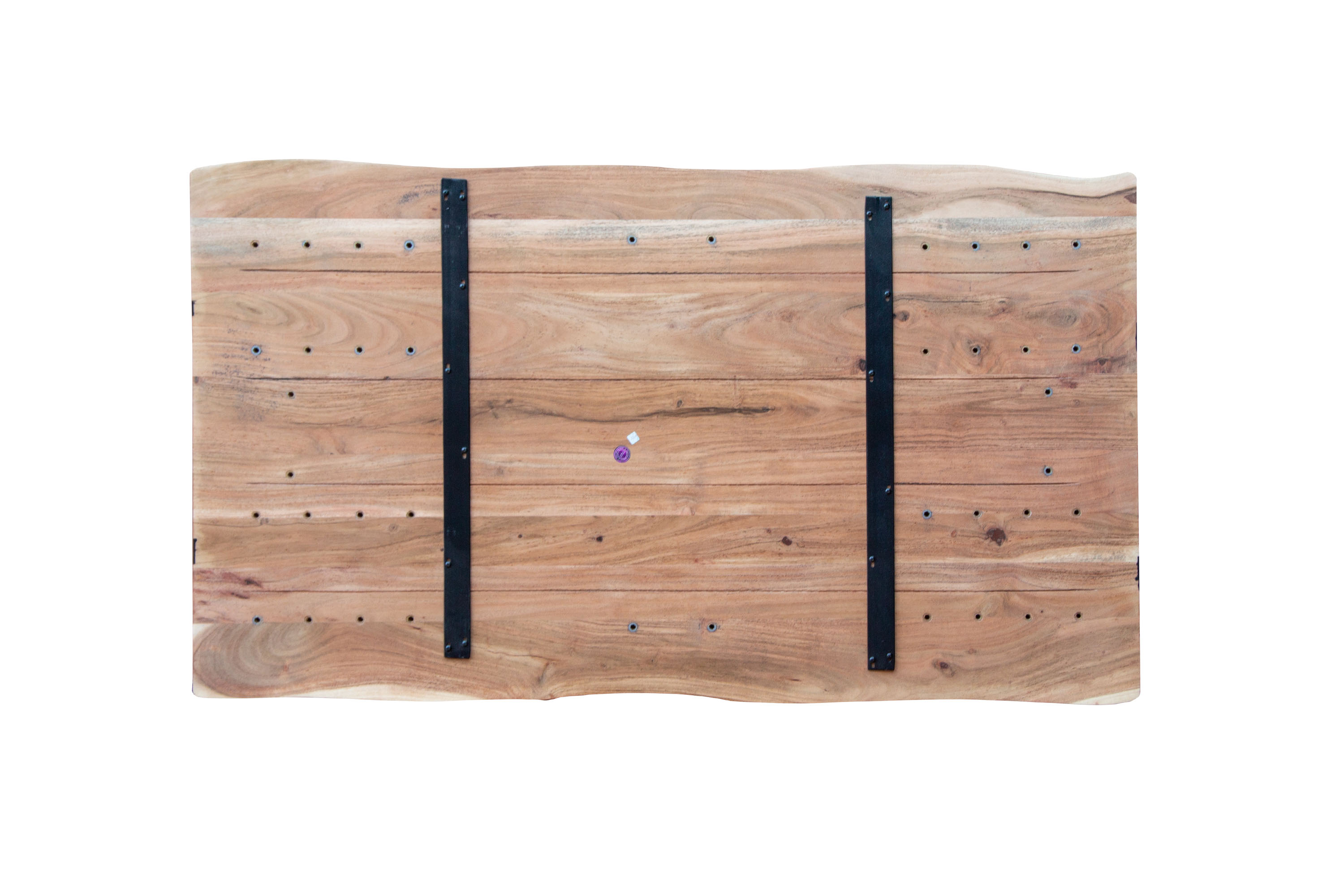 Esstisch 200 x 100 cm Akazie massiv natur mit schwarzen Resin-Adern Spider-Gestell Holz natur PETER