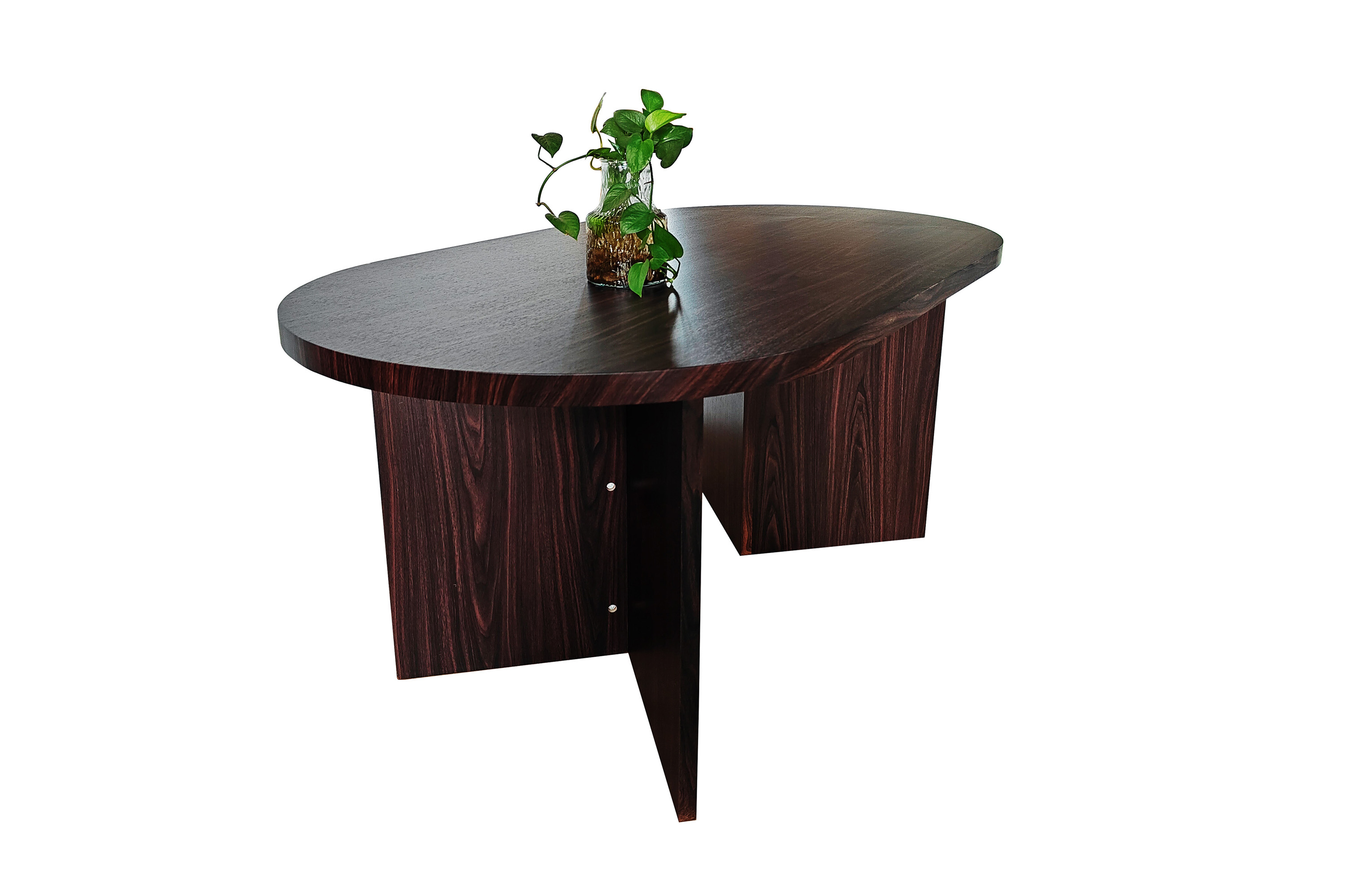 Esstisch 160 x 90 cm Holz Walnuss-Optik gerade Kante oval V-Gestell OVI Esstisch 160 x 90 cm Holz Walnuss-Optik gerade Kante oval V-Gestell OVI