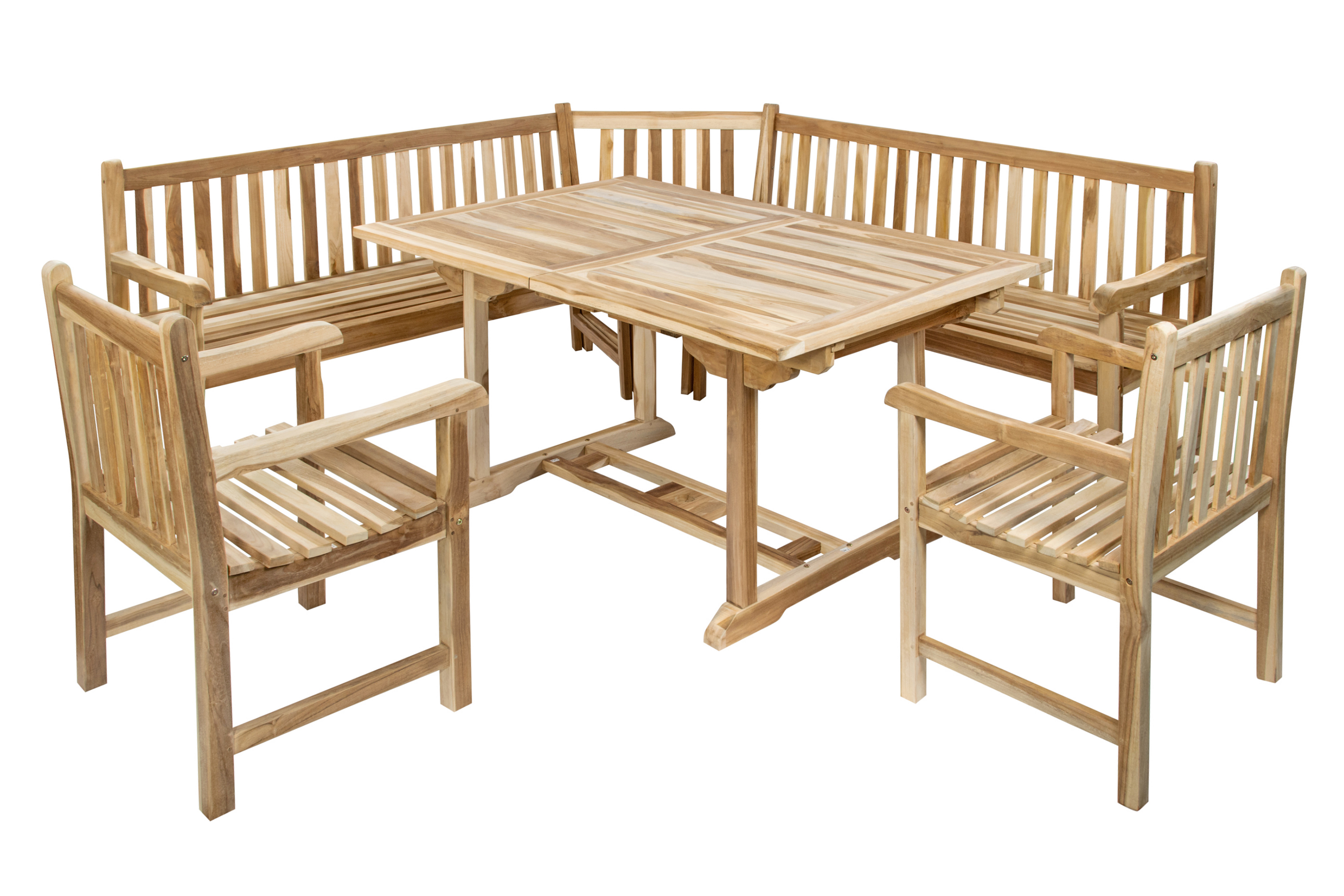 Gartenmöbel Set 4tlg mit Eckbank Teak Gartentisch ausziehbar 120-170 cm MADERA/CARACAS