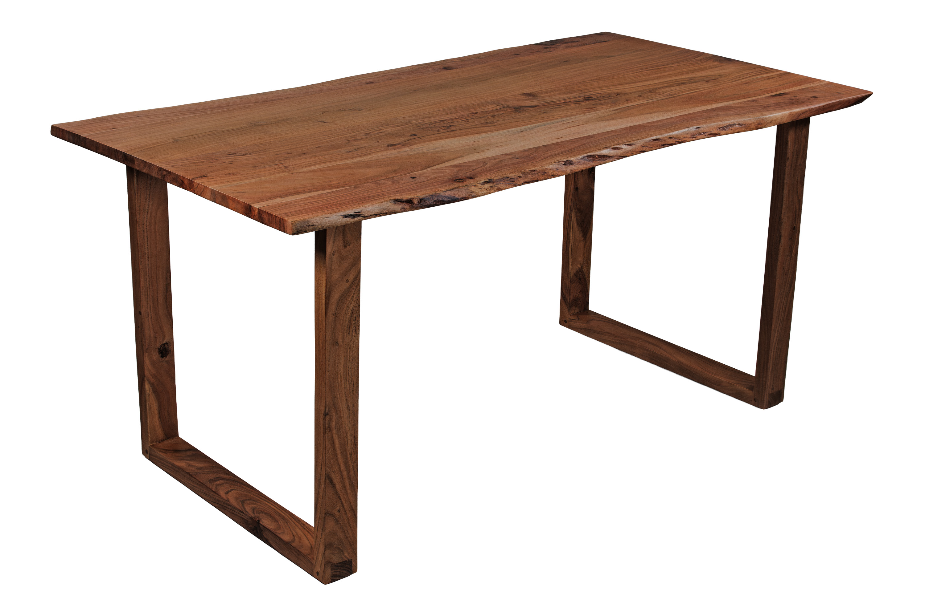 Esstisch Baumkante massiv Akazie nussbaum 140 x 80 cm U-Gestell Holz nussbaum GRAZ