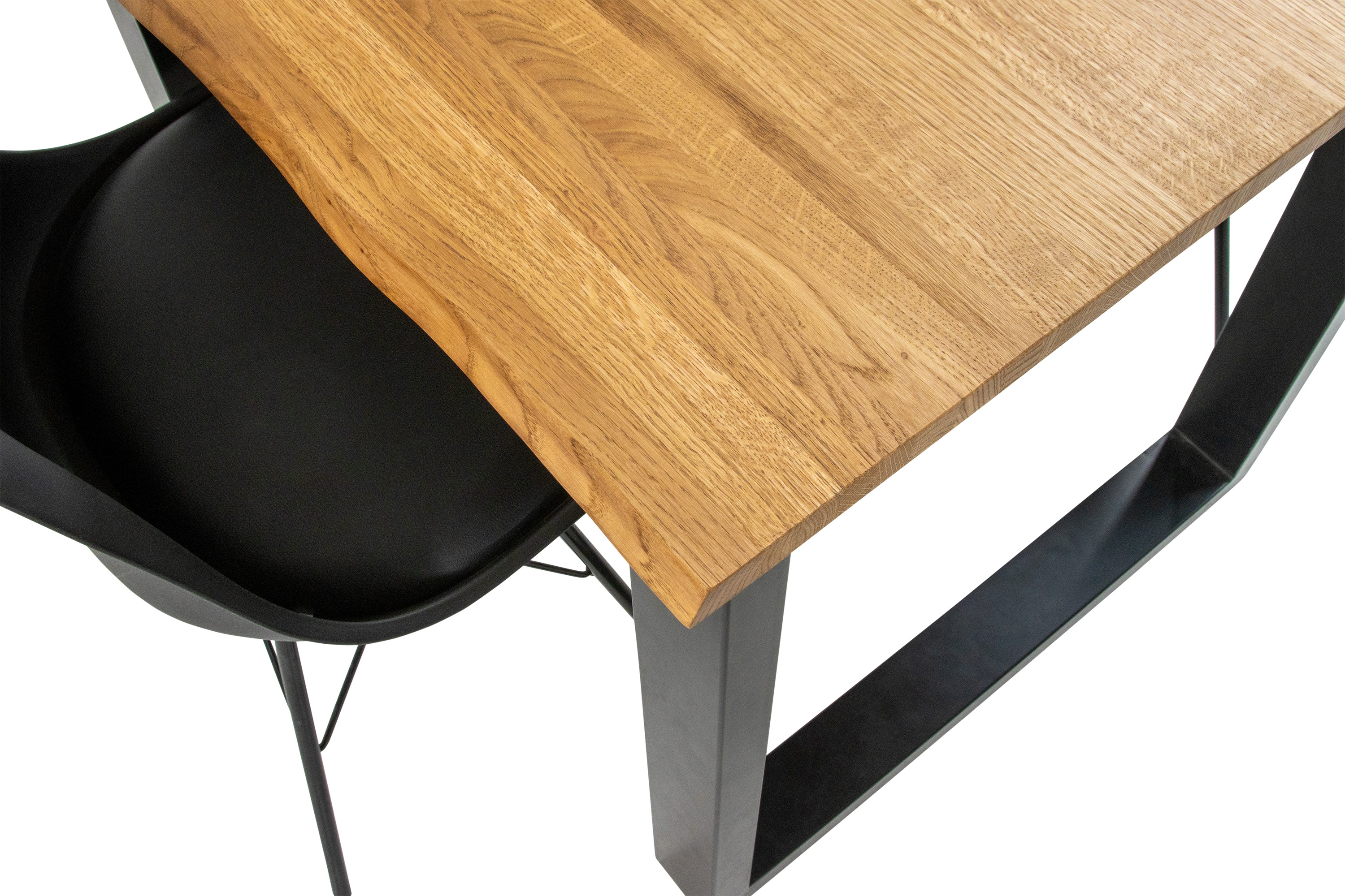 Esstisch Baumkante massiv Eiche geölt 80 x 80 cm U-Gestell schwarz SALVADOR