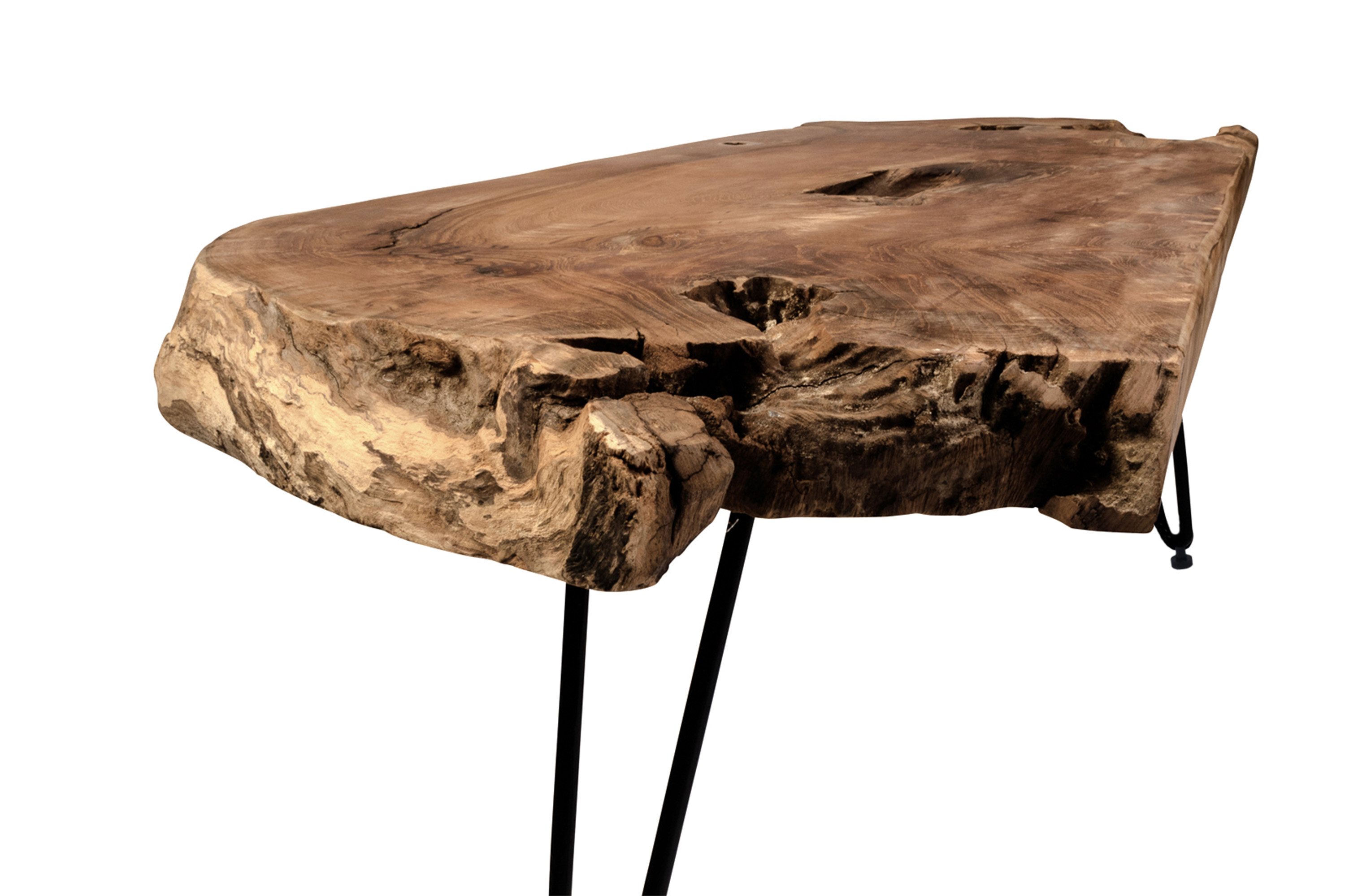 Couchtisch Beistelltisch Teakholz Hairpin-Gestell 100 x 40 x 40 cm schwarz ISANA