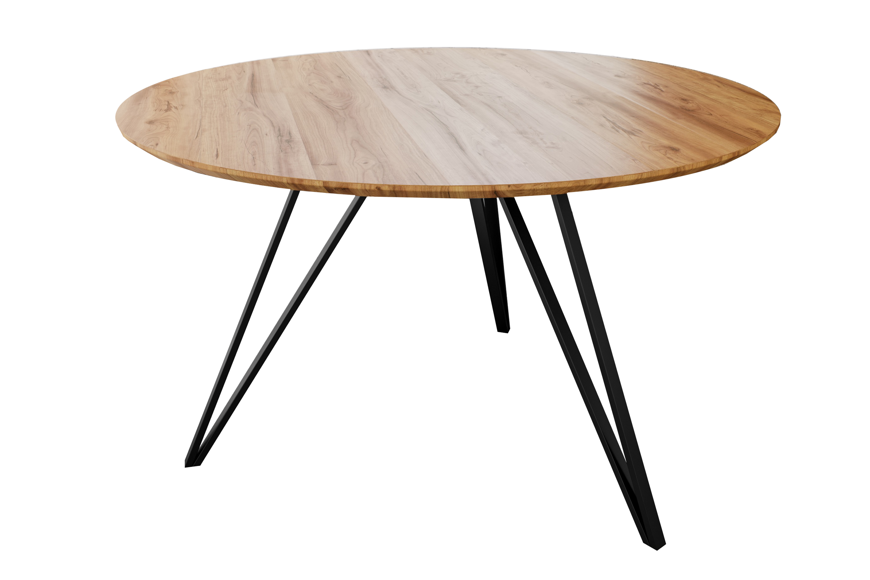  Runder Esszimmertisch massiv Eiche Schweizer Kante 100 cm Hairpin schwarz DREAM