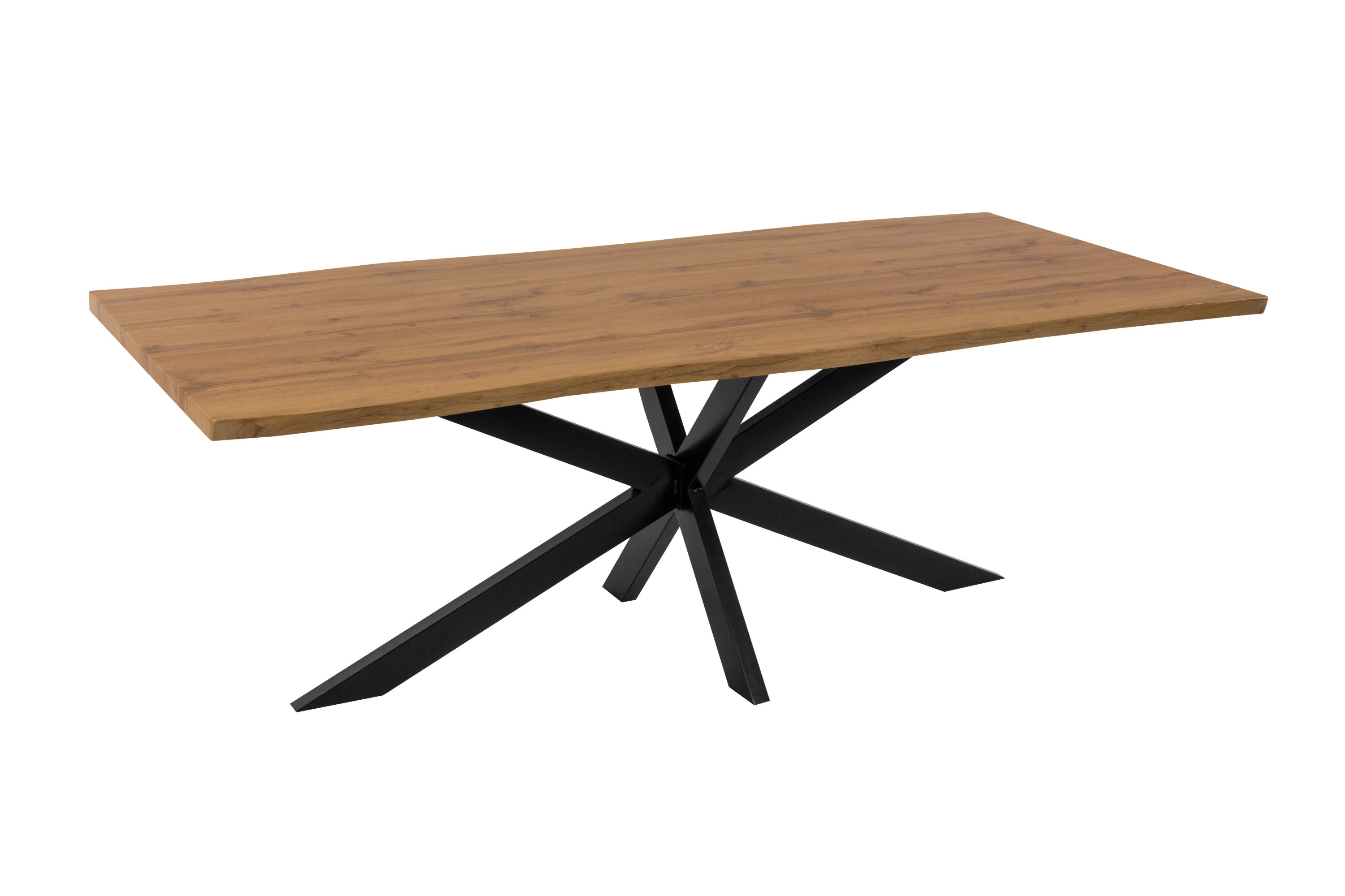 Esstisch Baumkante Holz-Optik Wildeiche 220 x 100 Spider-Gestell schwarz JOSY