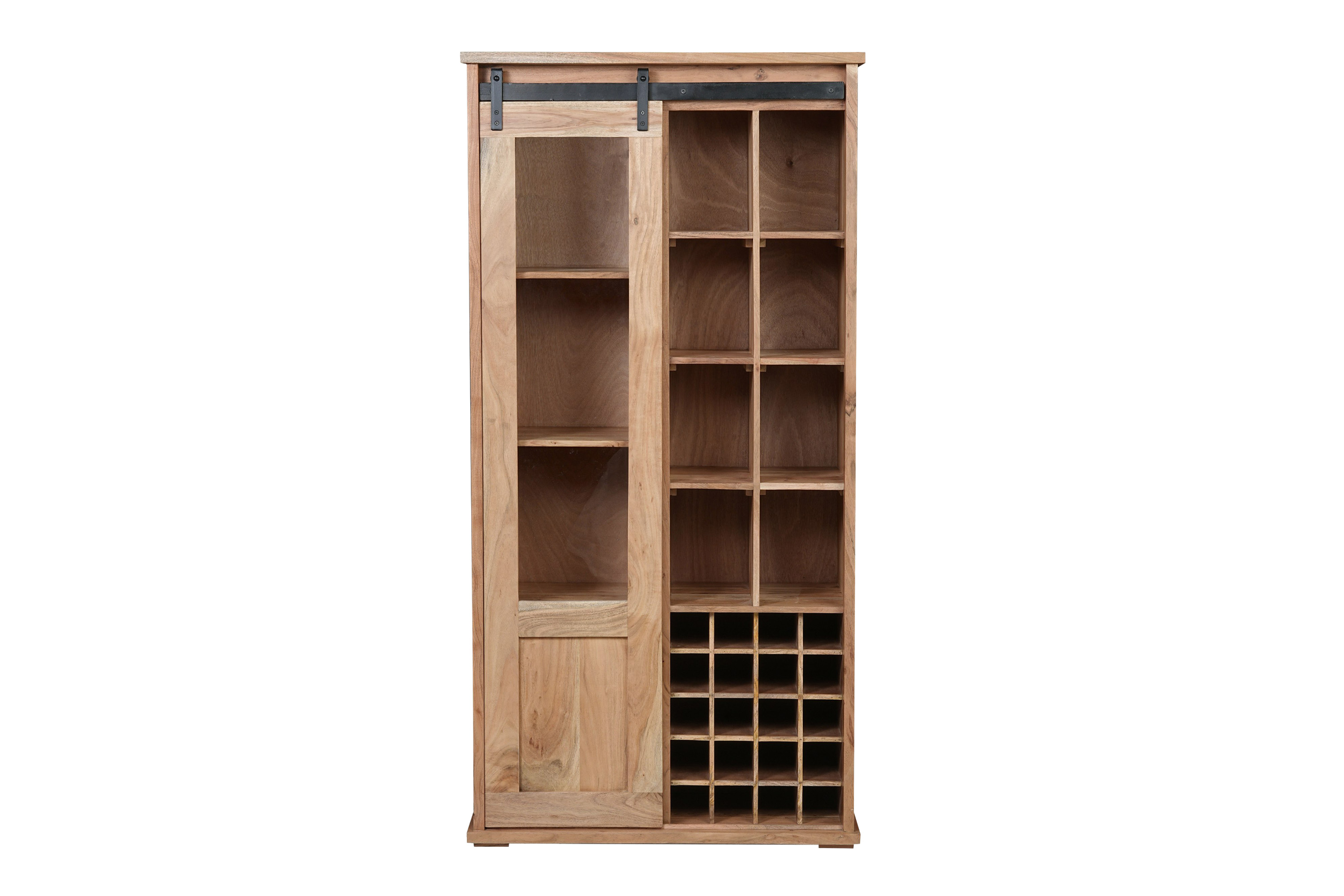 Wein-Highboard 90 x 45 x 180 cm Akazienholz massiv naturfarben ohne Baumkante LIAN 1