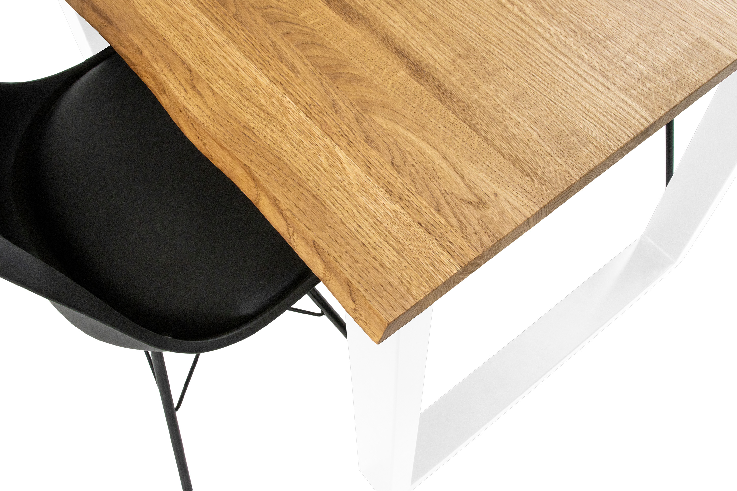 Esstisch Baumkante massiv Eiche geölt 90 x 90 cm U-Gestell weiß SALVADOR