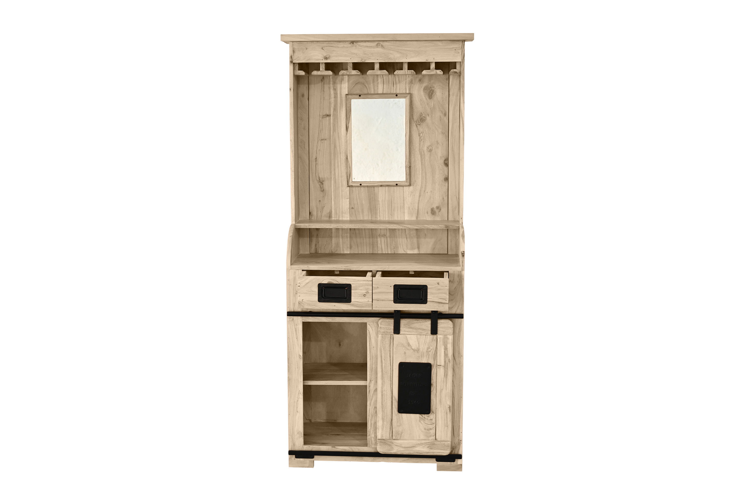 Weinschrank Holzschrank Akazie massiv 75 x 35 x 170 cm eichefarben LIBRO