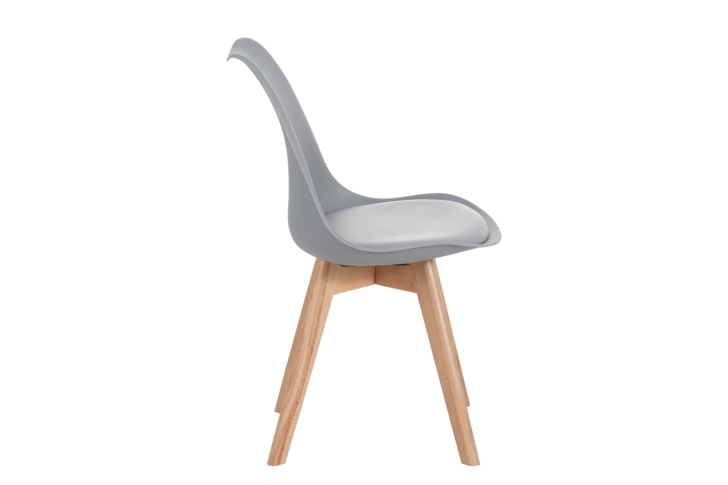 Esszimmer Schalenstuhl & Polster Kunstleder grau Stuhlbein Massivholz buchefarben LOVELACE