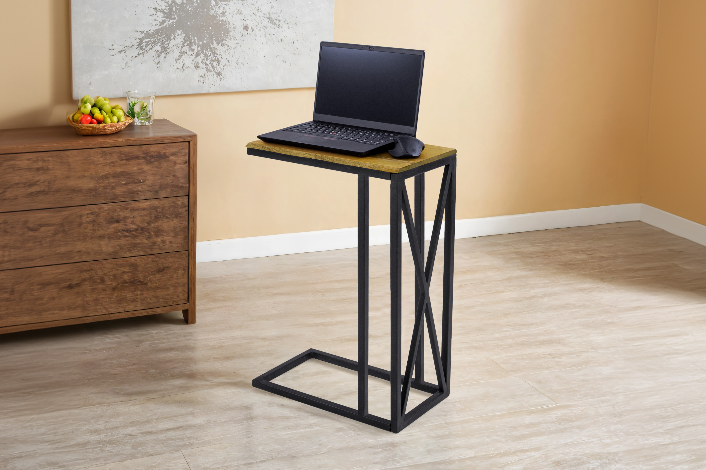 Beistelltisch Laptoptisch massiv Mango 47,5x27x67,5 cm schwarz GRANADA