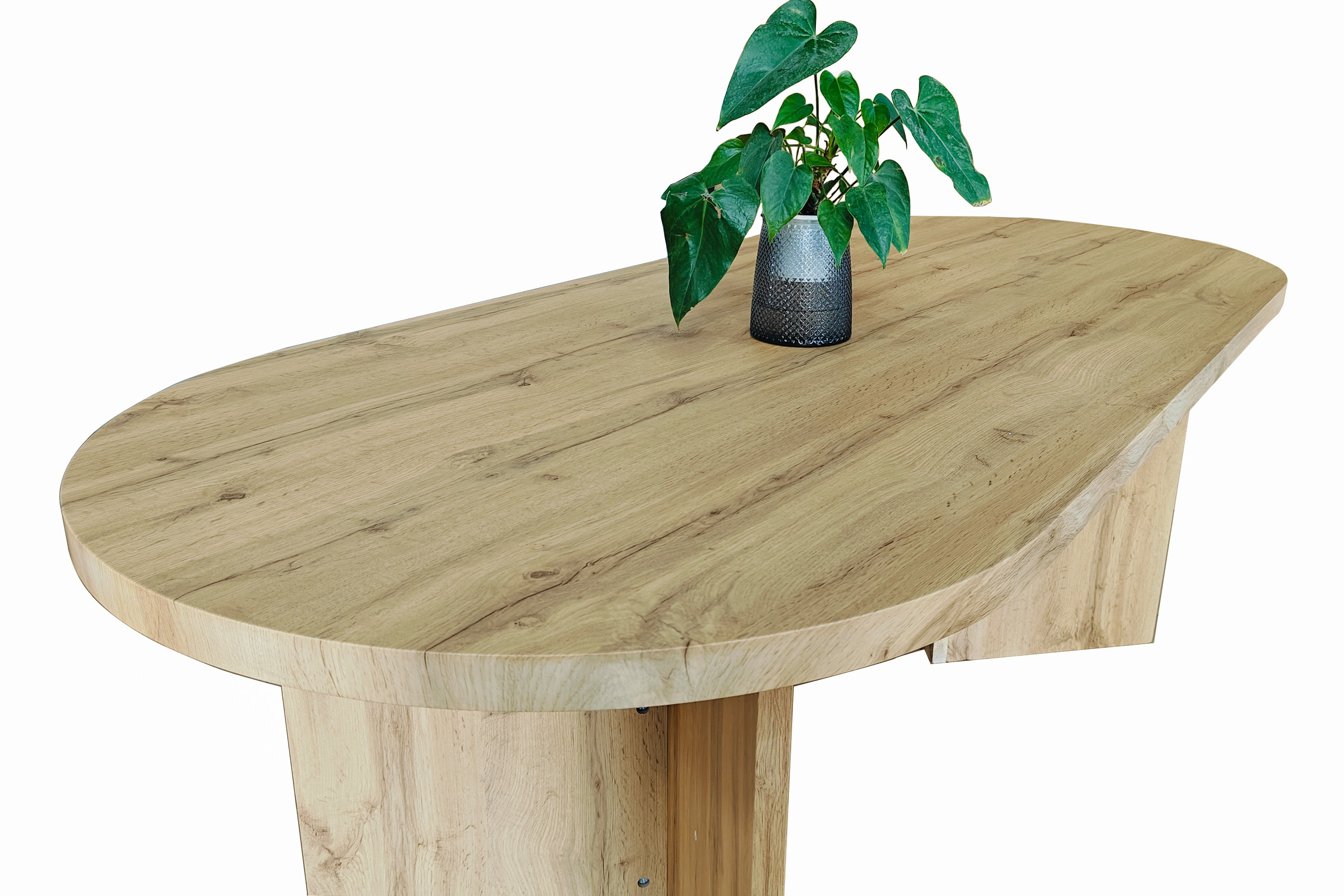 Esstisch 204 x 90 cm Holz Wildeiche-Optik gerade Kante oval V-Gestell OVI Esstisch 204 x 90 cm Holz Wildeiche-Optik gerade Kante oval V-Gestell OVI