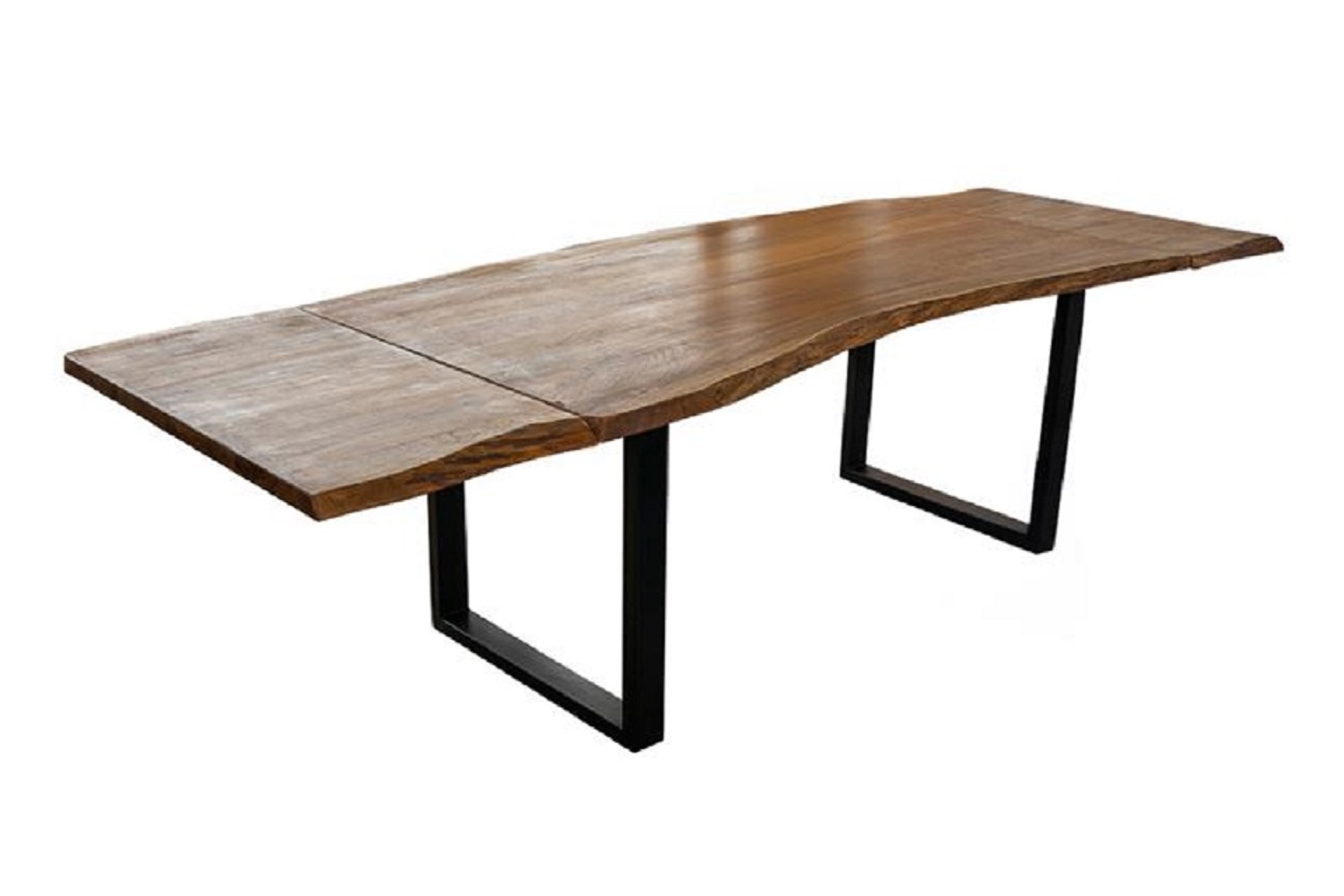  Esstisch Baumkante Akazie nougat 200 (300) x 100 mit Ansteckplatten BARCELONA