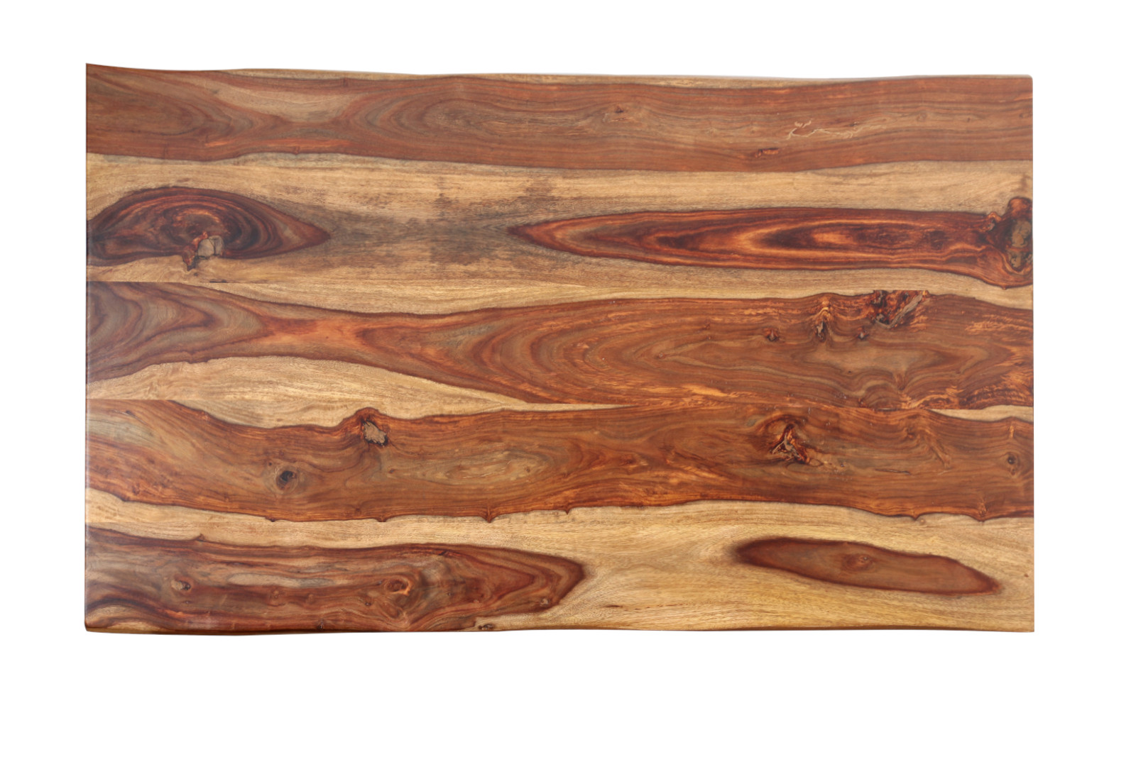 Baumkante Esstisch Sheesham shinafarben  300x100 A-Gestell schwarz Lotti