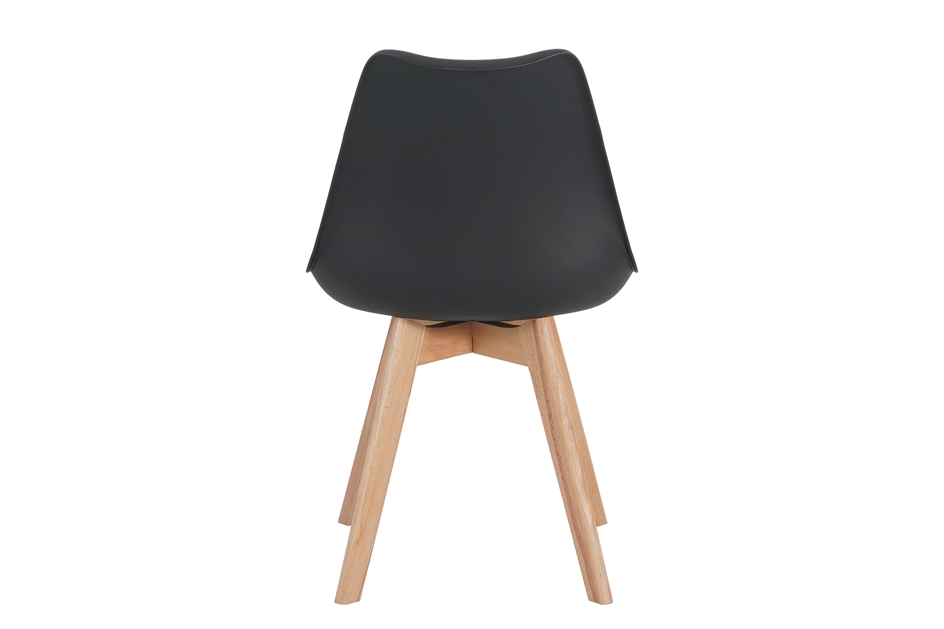 Esszimmer Schalenstuhl & Polster Kunstleder schwarz Stuhlbein Massivholz buchefarben LOVELACE