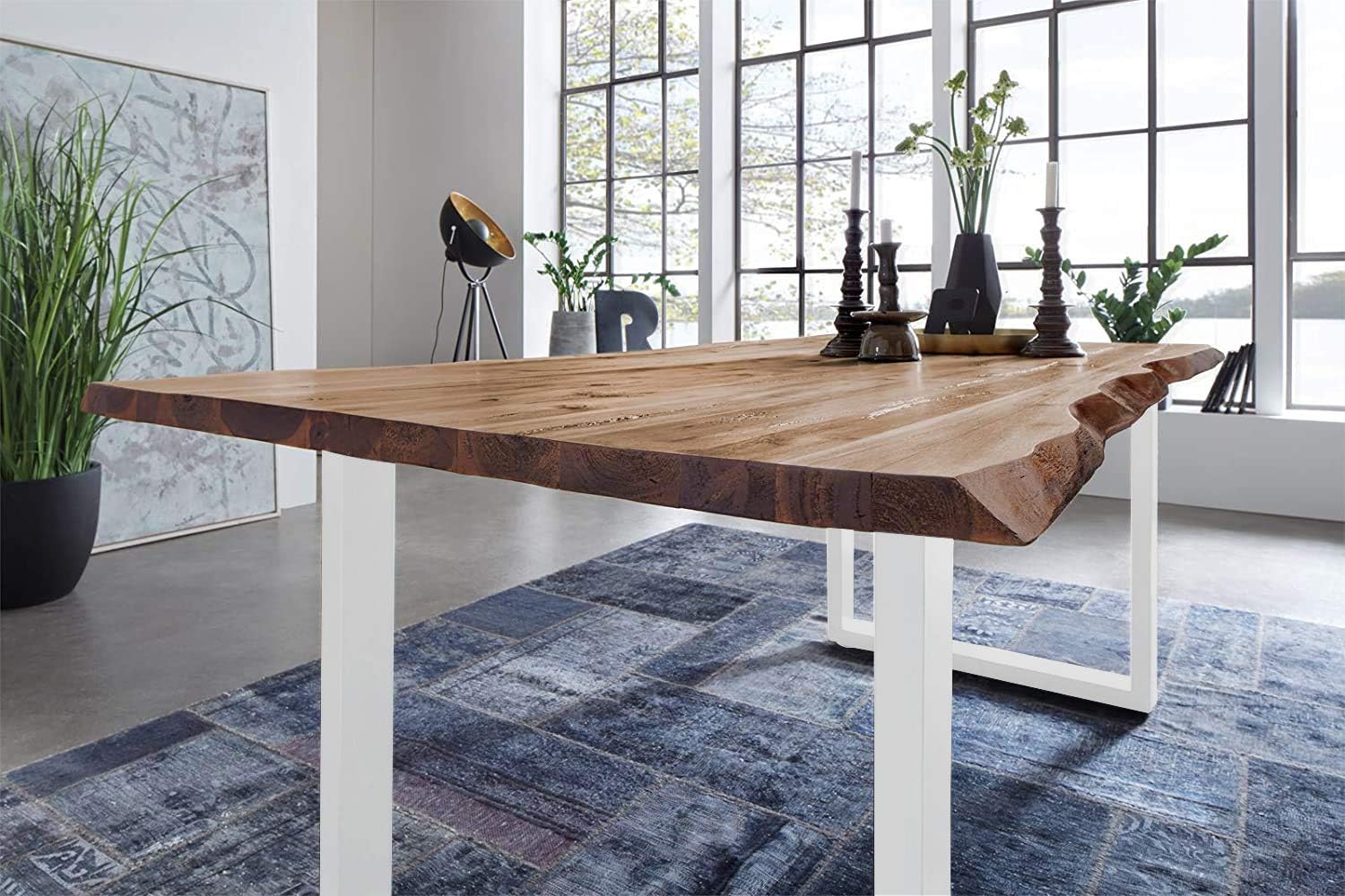 Esstisch Baumkante Massiv Akazie natur 120 x 80 weiß NOAH Esstisch Baumkante Massiv Akazie natur 120 x 80 weiß NOAH