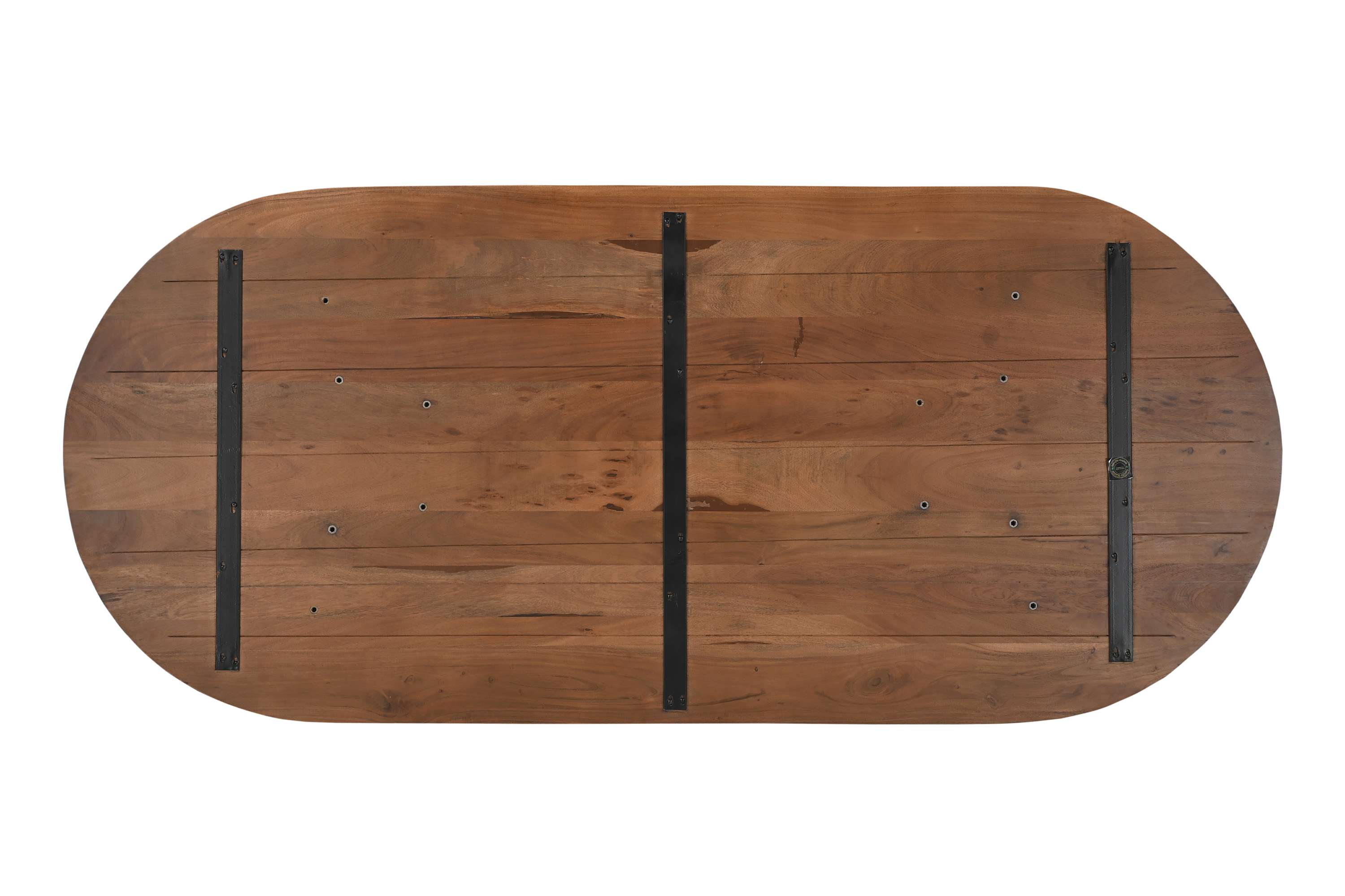Esstisch 204 x 90 cm Akazienholz Nussbaum gerade Kante oval V-Gestell LAURIE